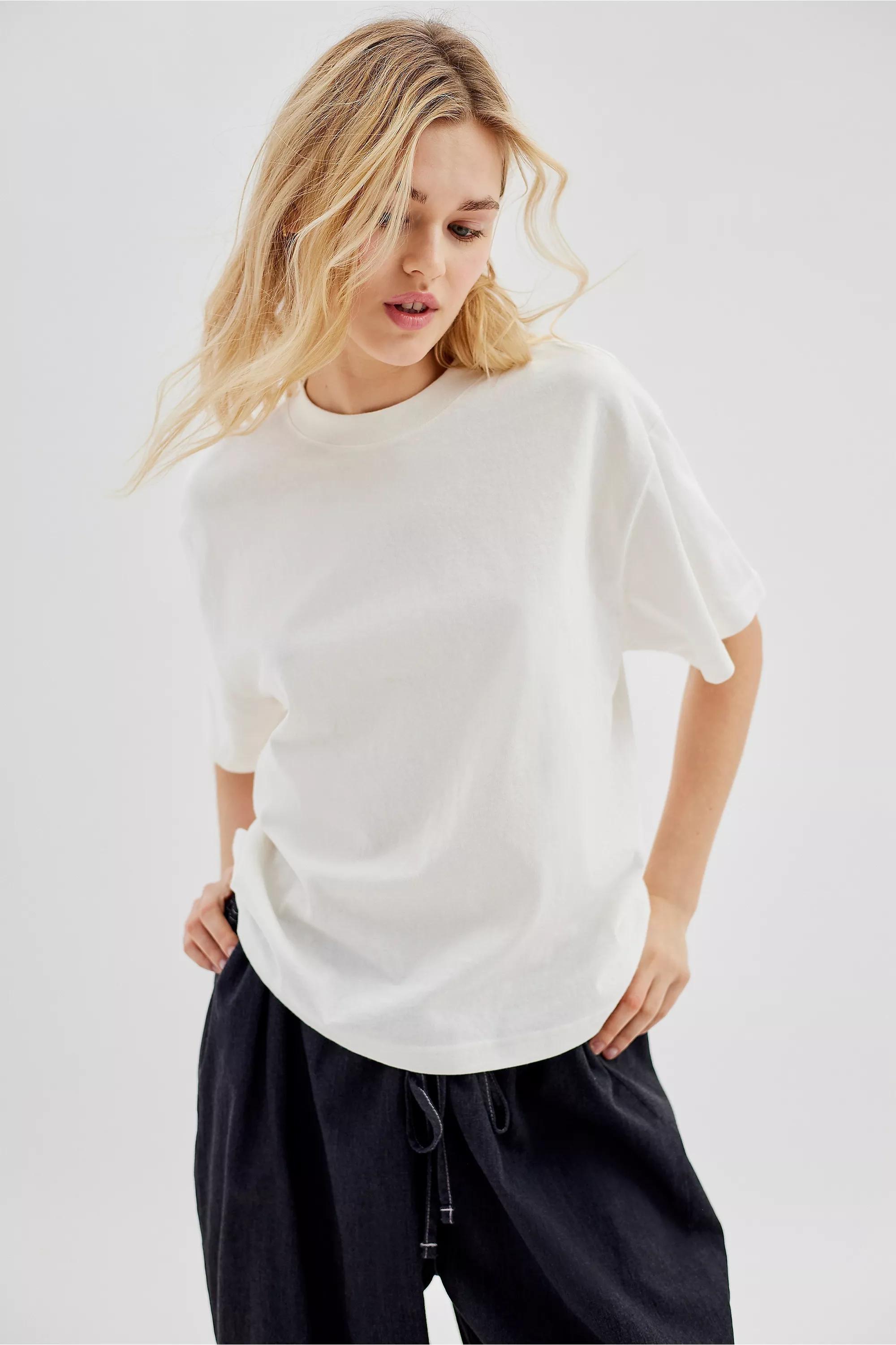 White Crewneck Oversized T-Shirt, , large image number 0