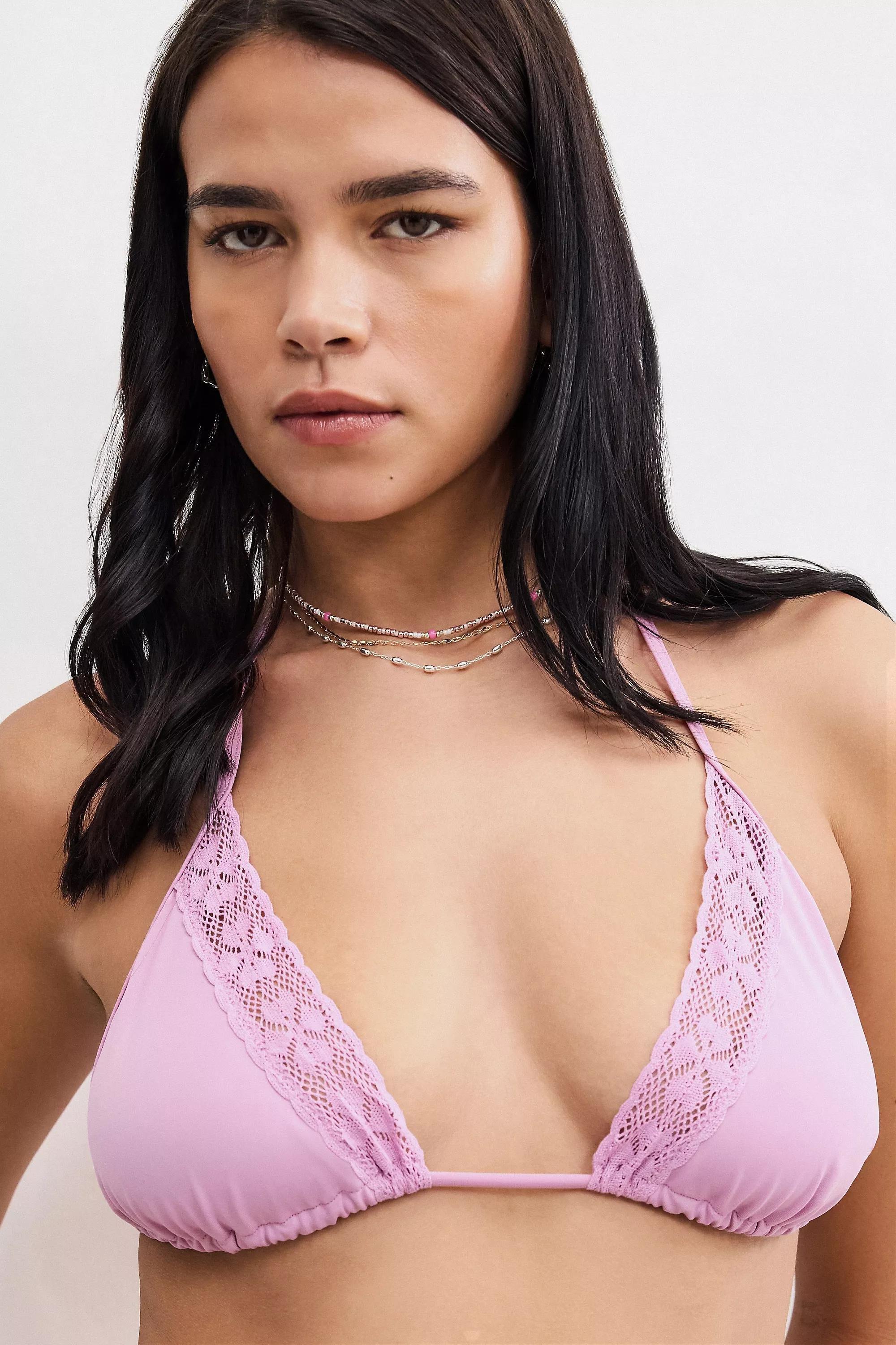 Pink Out From Under Sally Crochet-Trim Bikini Top, , large image number 3