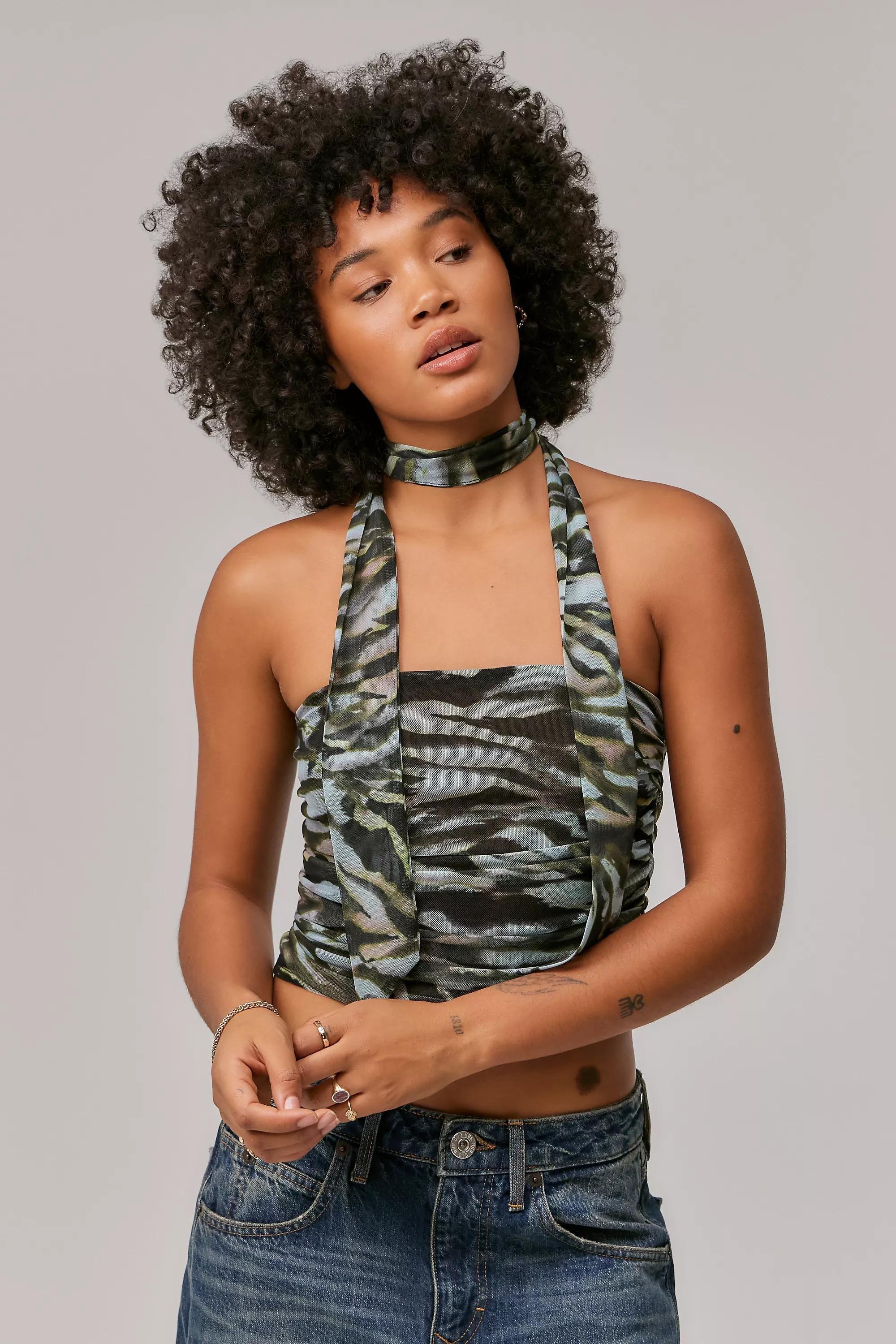 Blue Uo Addison Ruched Bandeau Top, , large image number 0