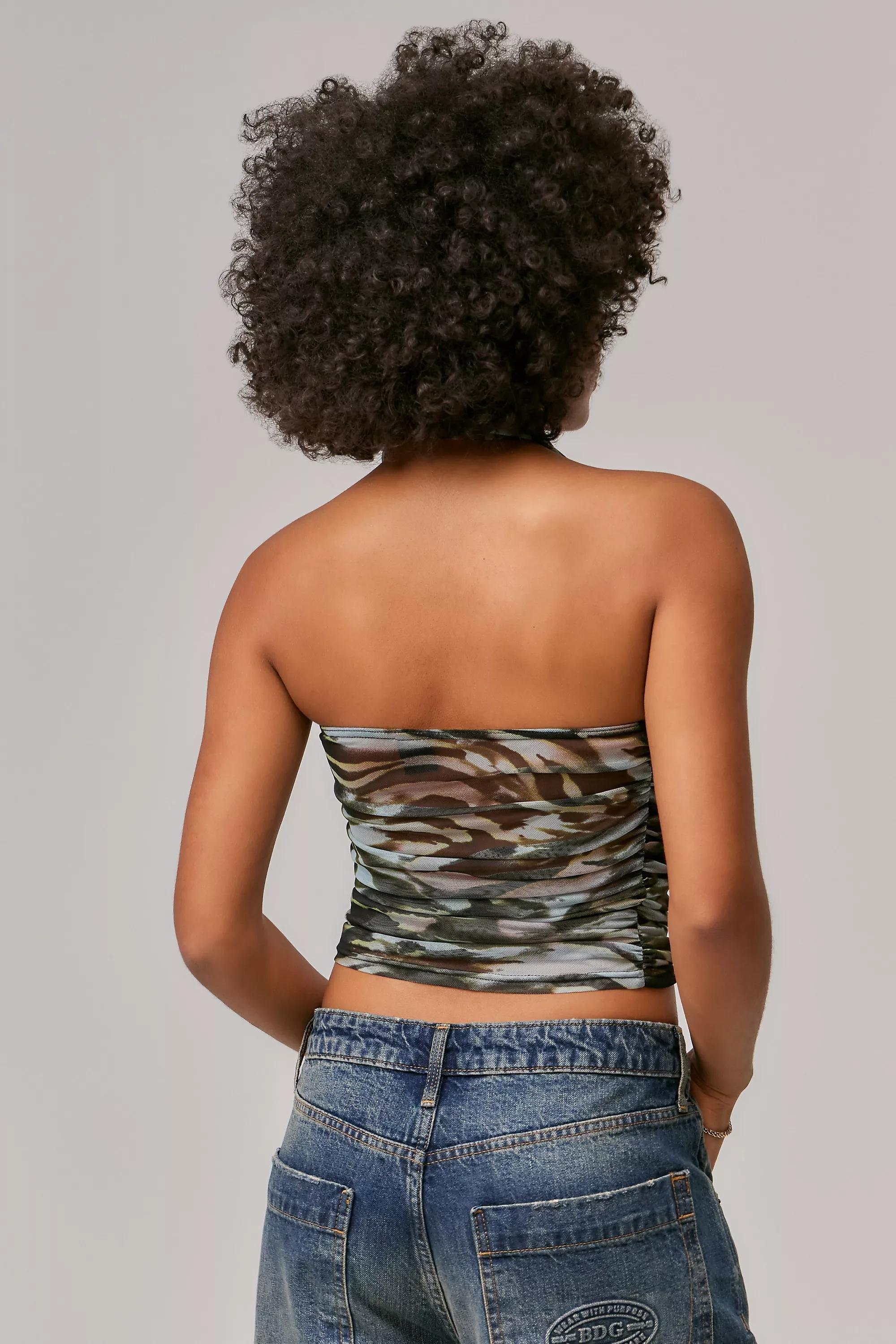 Blue Uo Addison Ruched Bandeau Top, , large image number 3