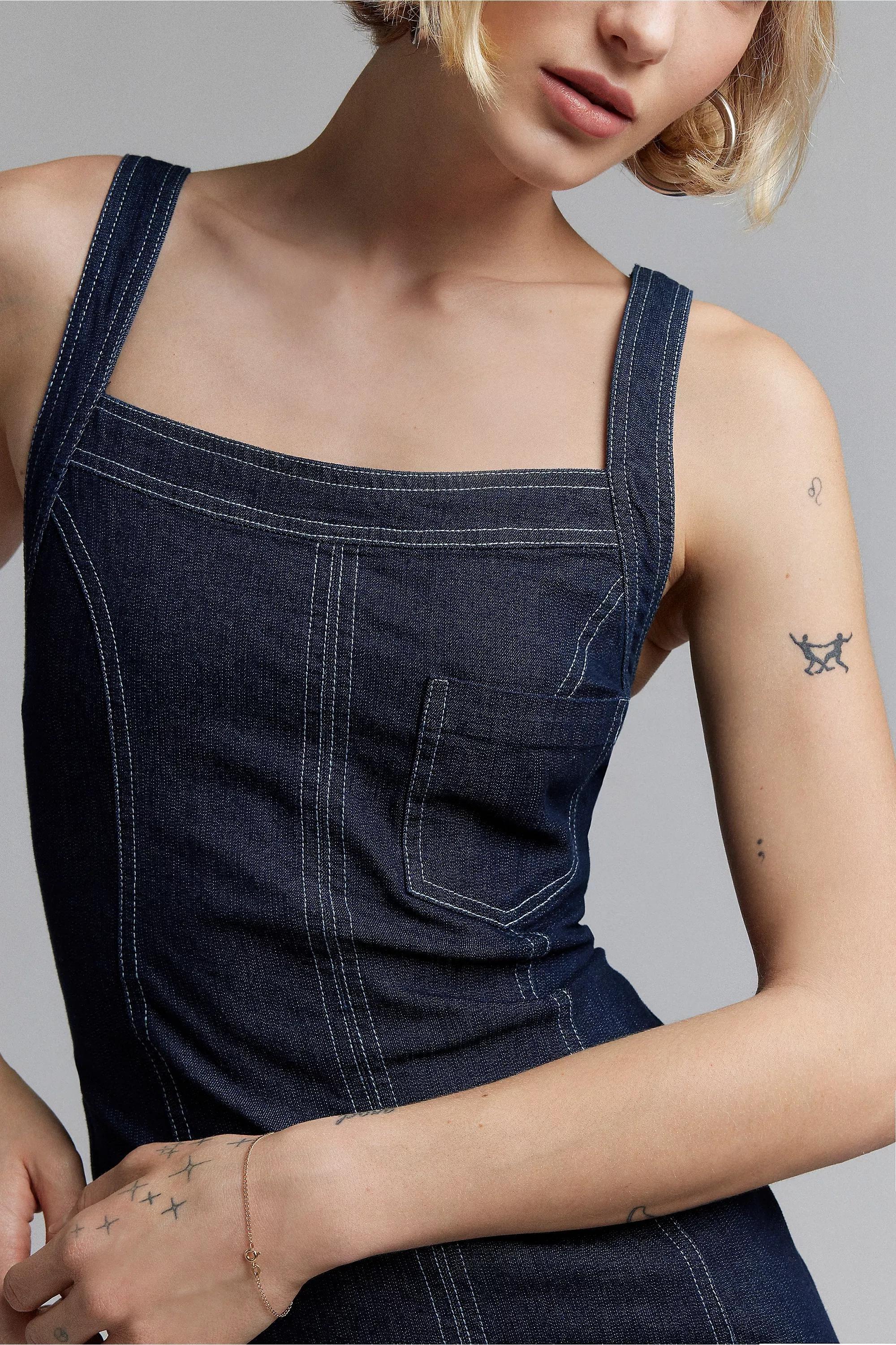 Blue Bdg Denim Midi Dress, , large image number 1