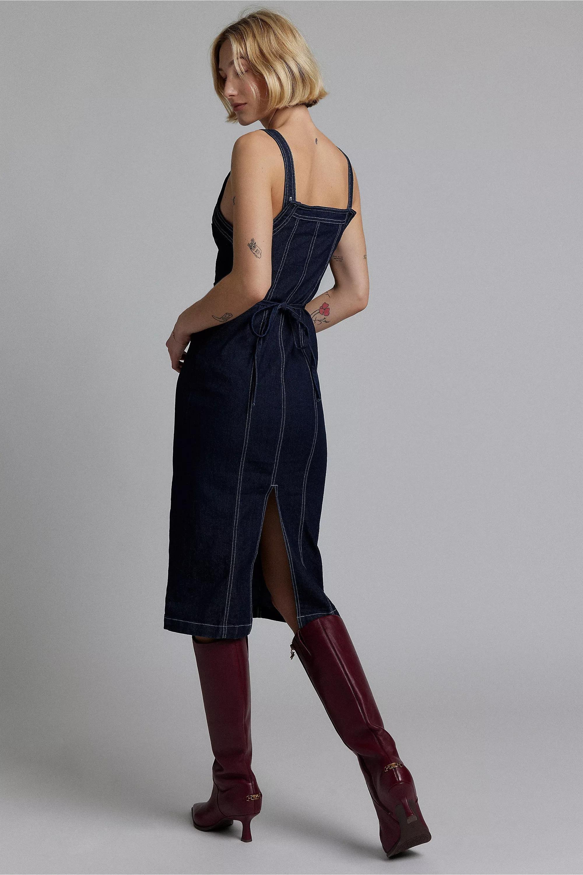 Blue Bdg Denim Midi Dress, , large image number 2