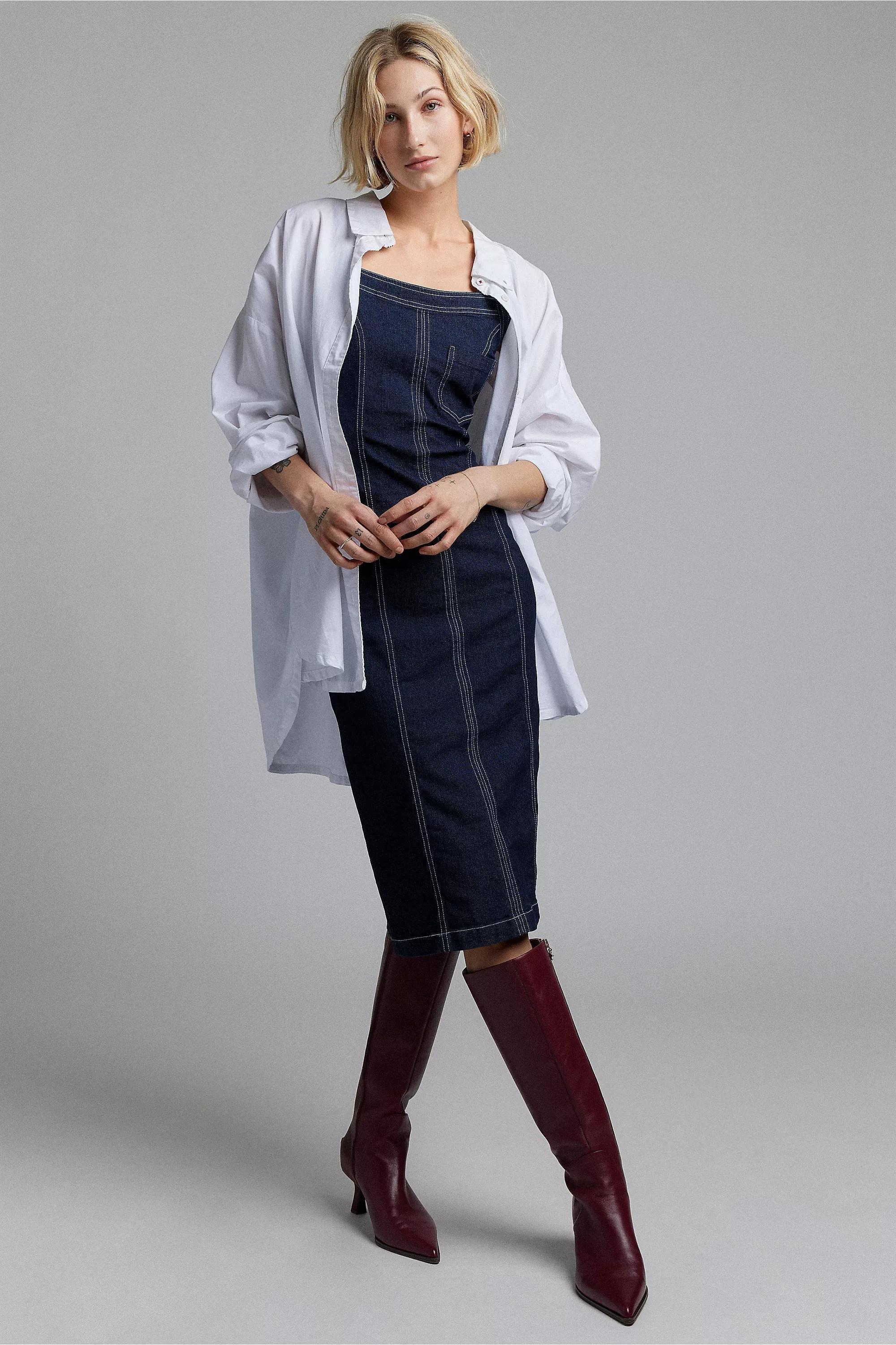 Blue Bdg Denim Midi Dress, , large image number 3