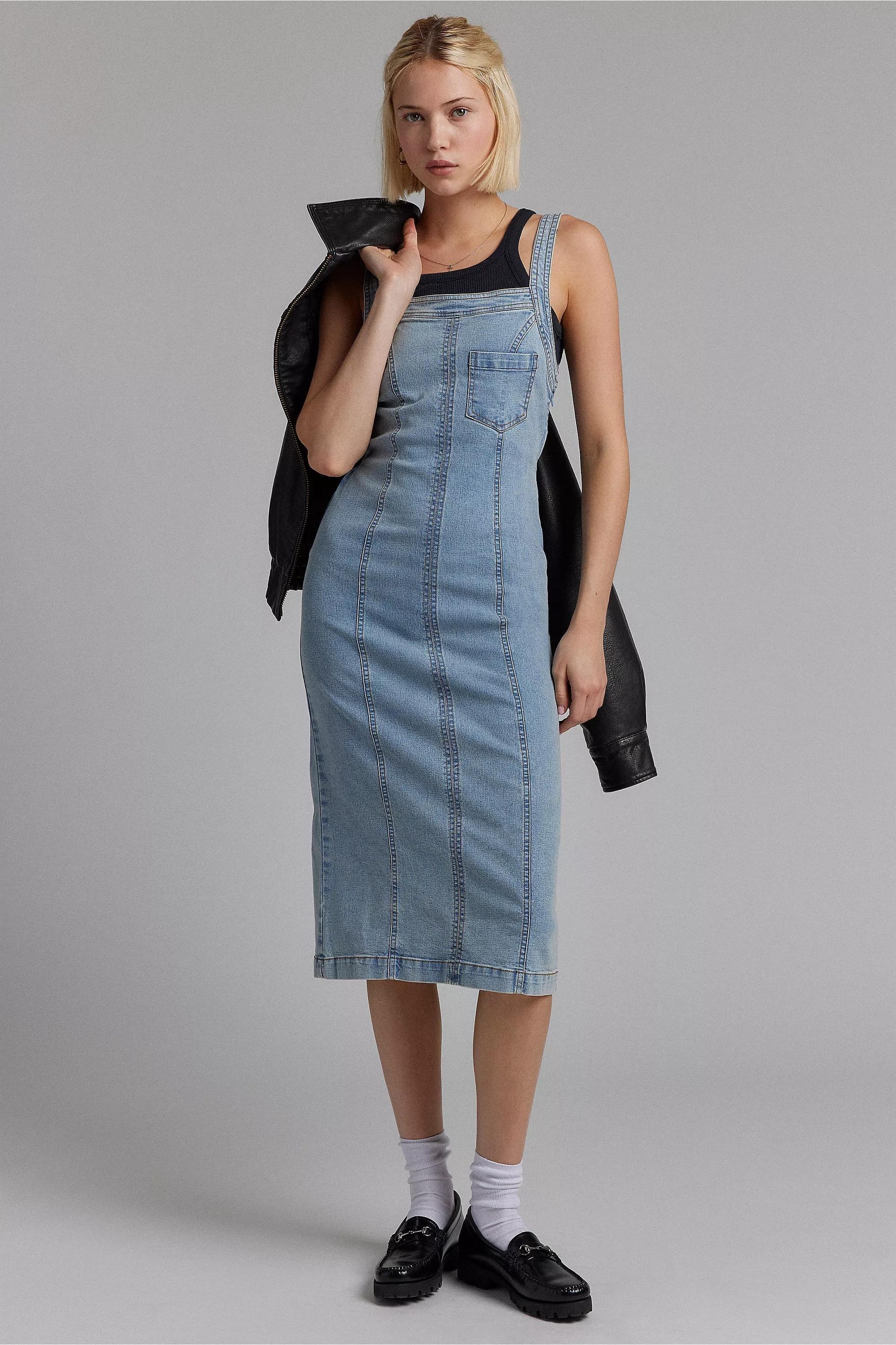 Blue Bdg Denim Midi Dress, , large image number 0