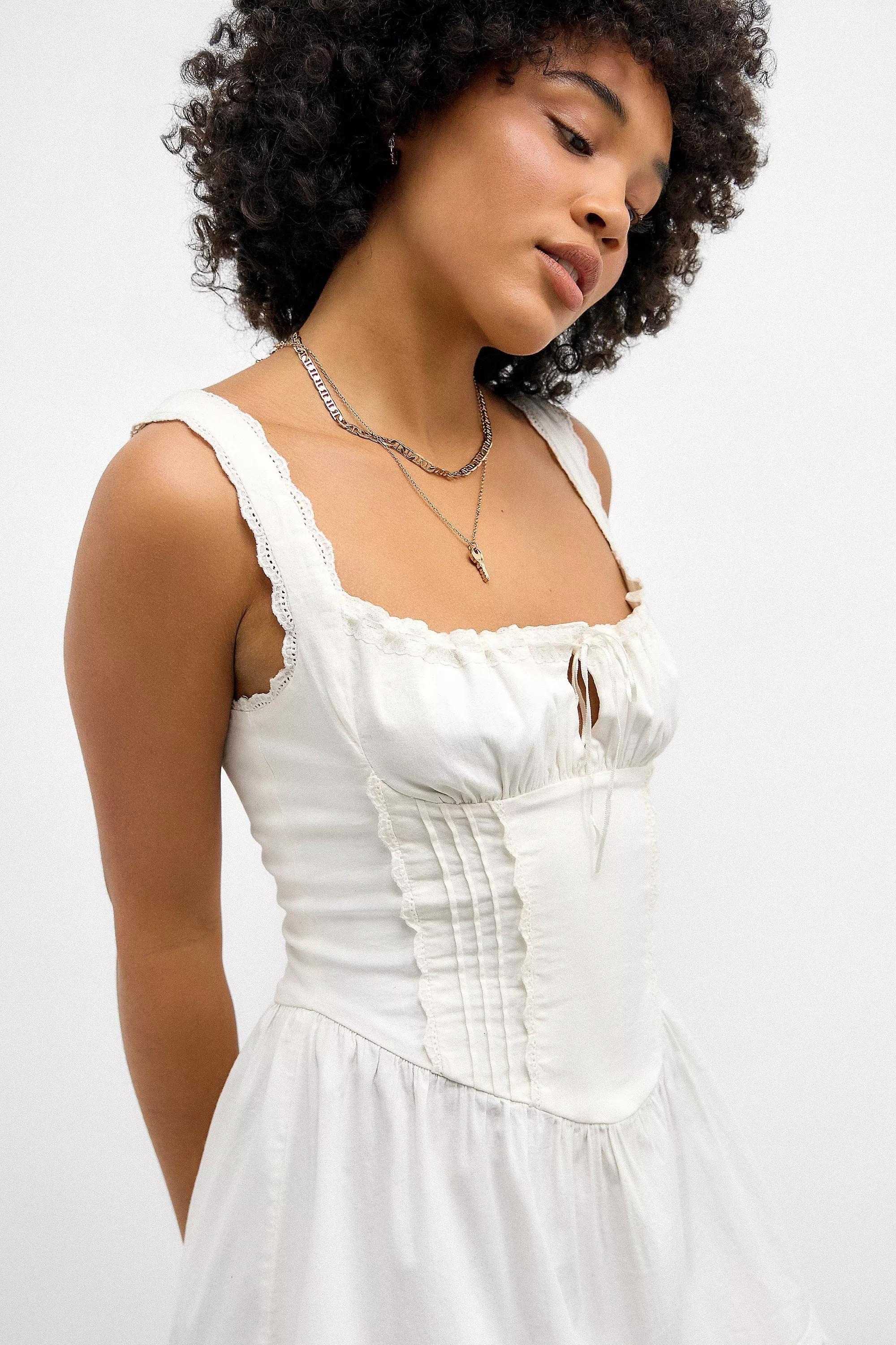 White Kimchi Blue Gabriette Drop Waist Mini Dress, , large image number 4