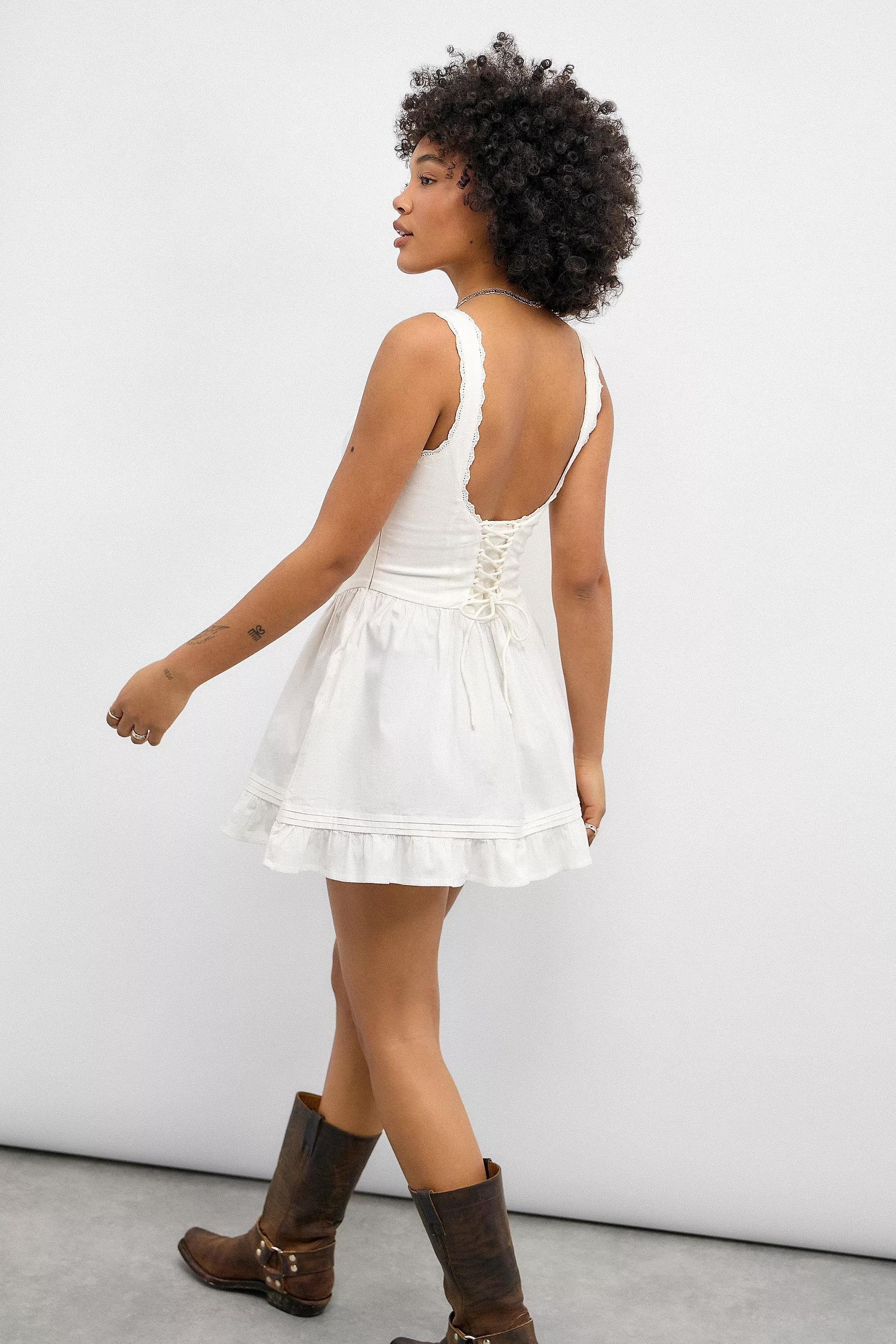 White Kimchi Blue Gabriette Drop Waist Mini Dress, , large image number 5