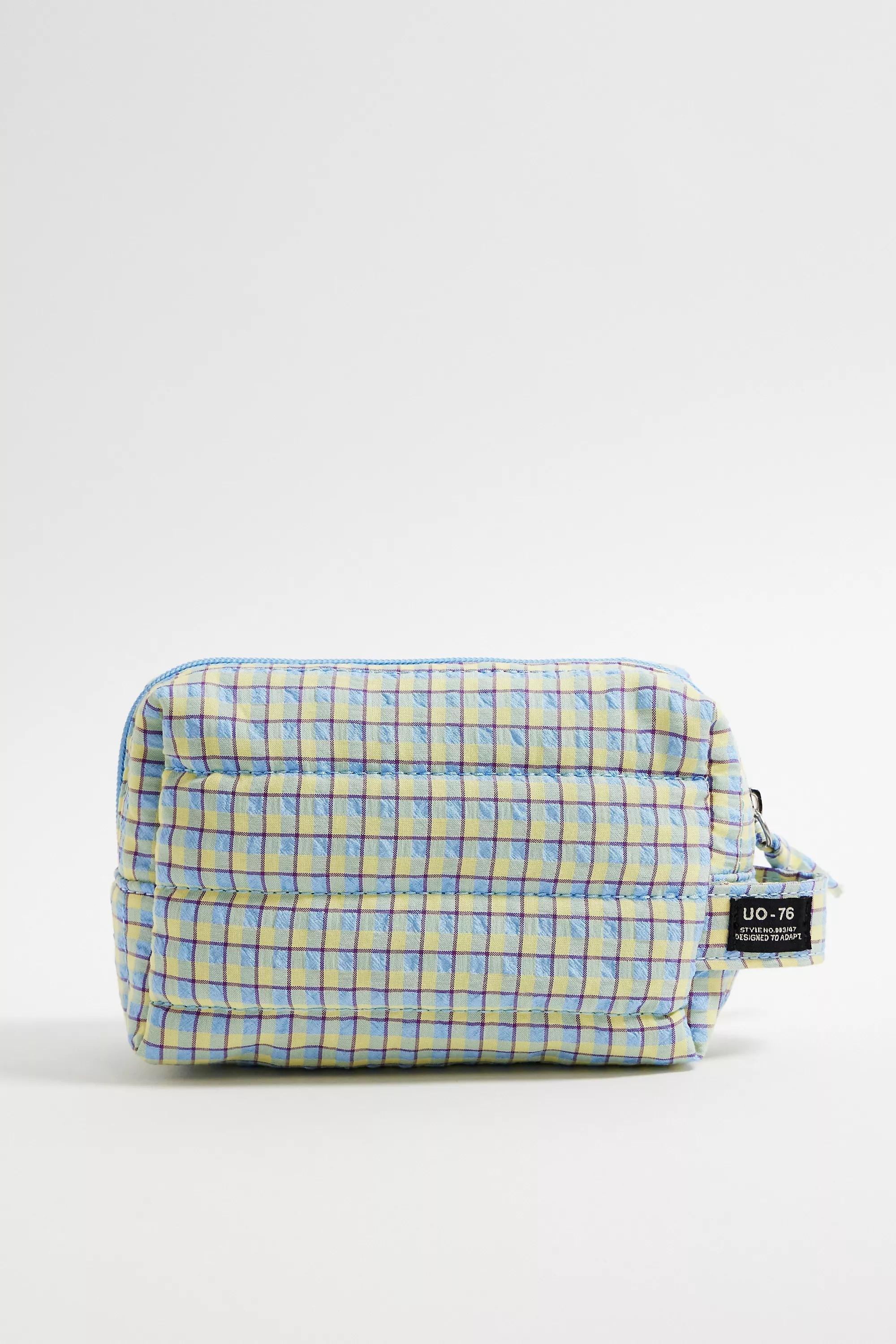 Blue UO Gingham Makeup Bag, BLUE, large image number 0