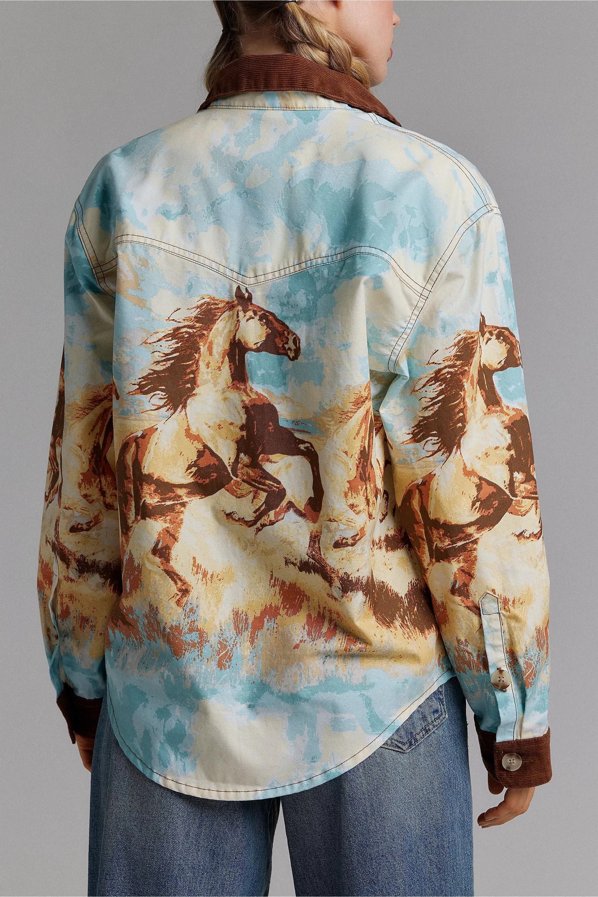 Blue Pattern Bdg Printed Denim Shirt, , large image number 3
