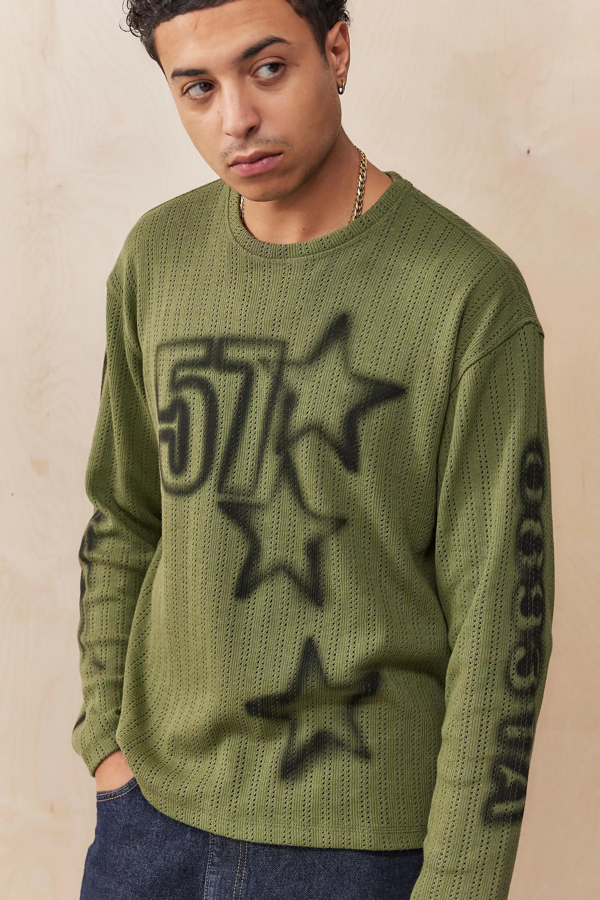 Khaki UO Pointelle T-Shirt, , large image number 1
