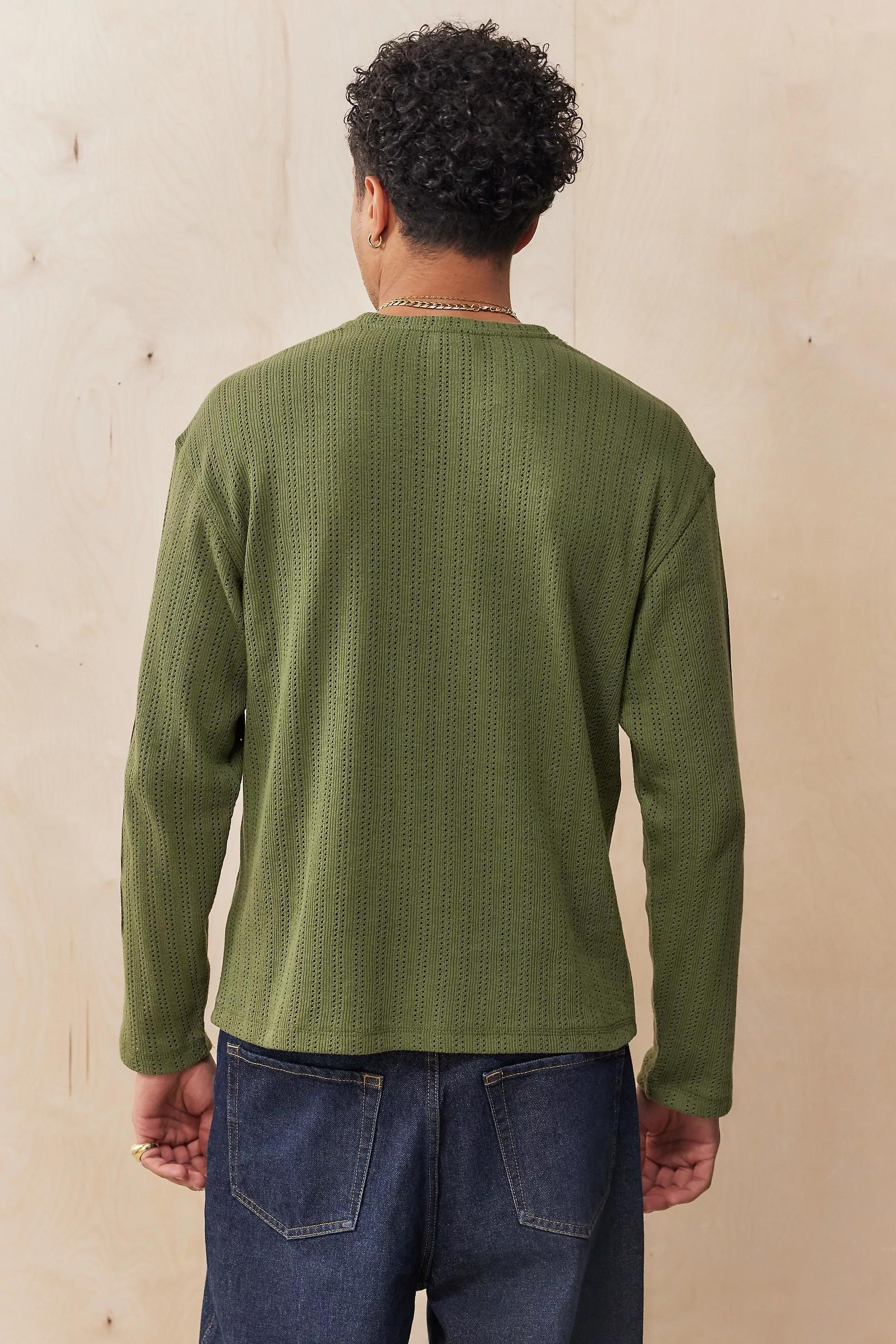 Khaki UO Pointelle T-Shirt, , large image number 3