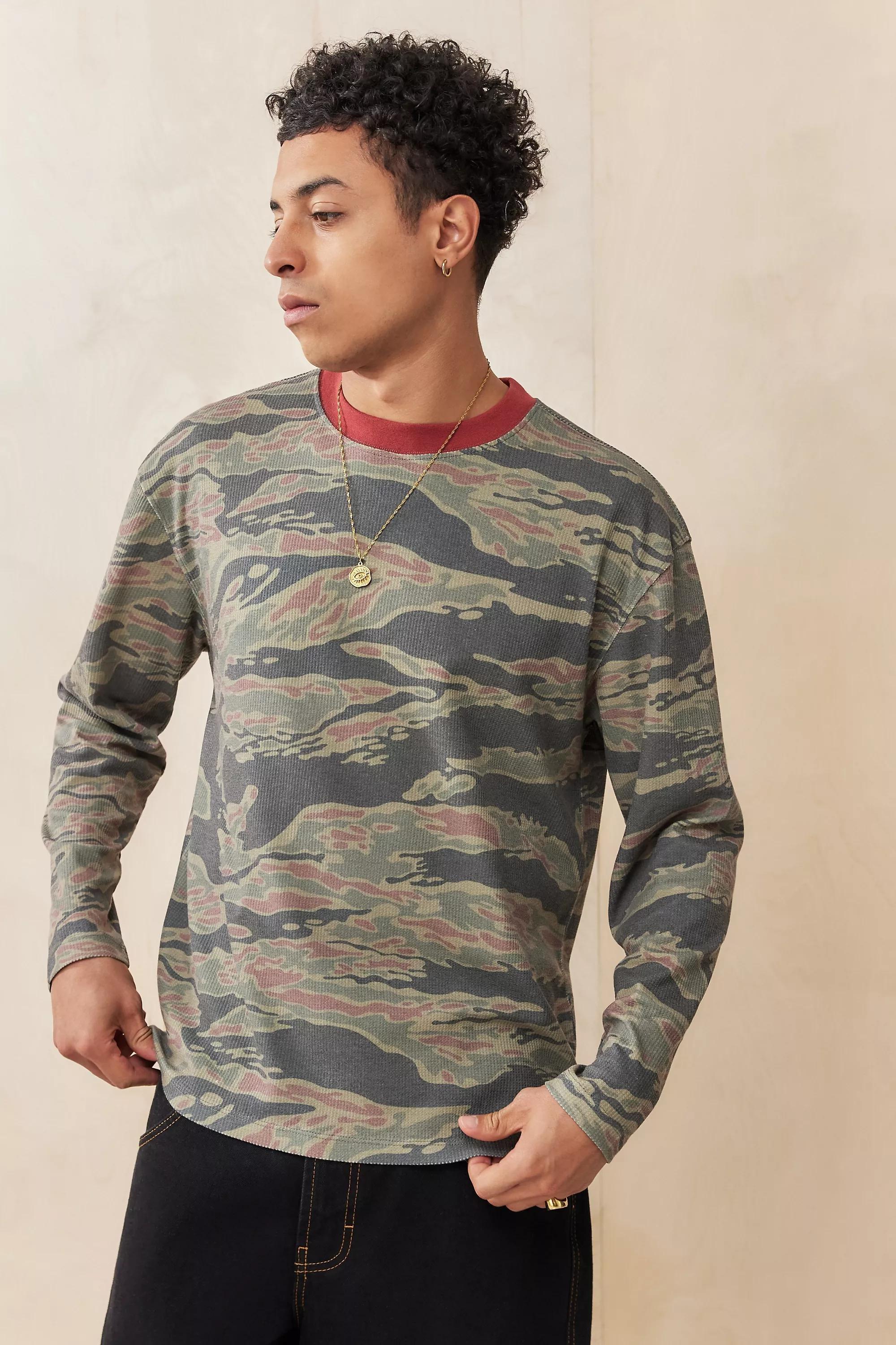 Green Camo Waffle Long-Sleeve T-Shirt, , large image number 0