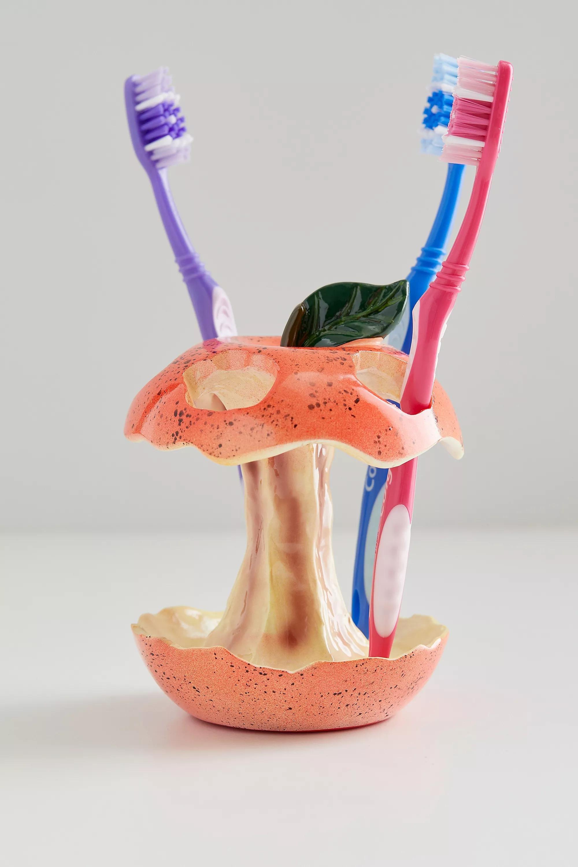 Red Trash Apple Toothbrush Holder, RED, large image number 2