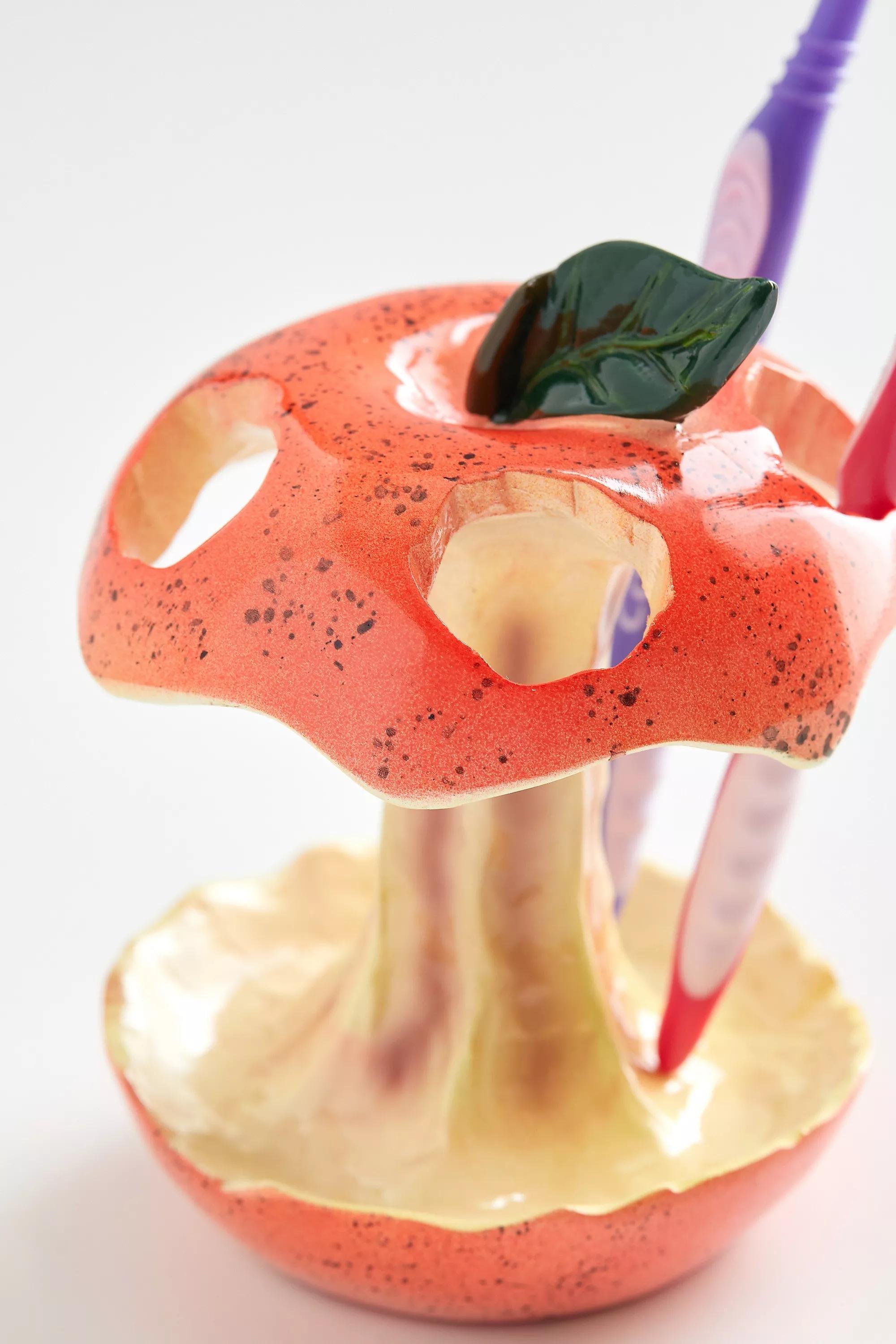 Red Trash Apple Toothbrush Holder, RED, large image number 3