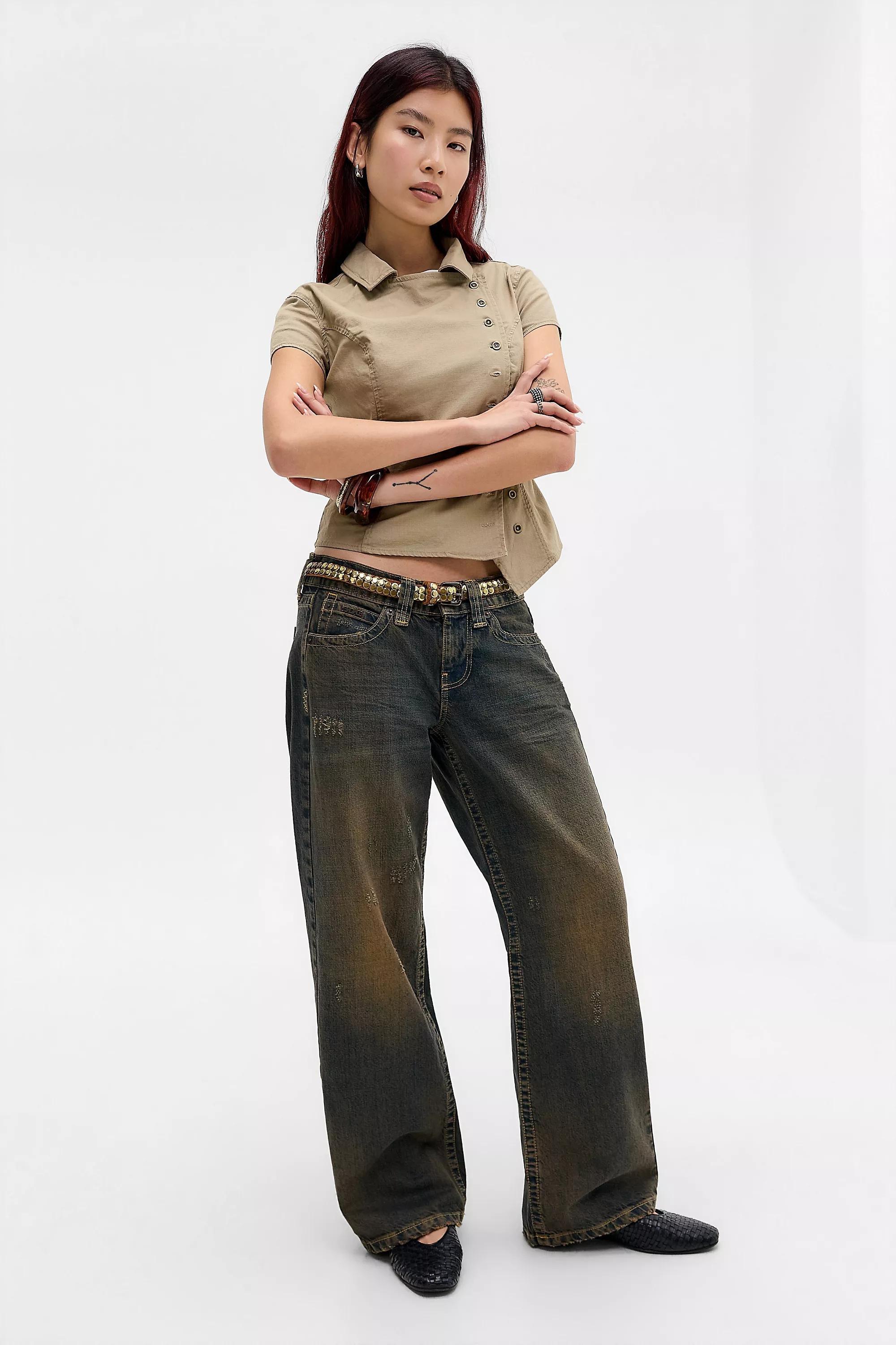 Brown Bdg Kayla Lowrider Jeans, BRN, large image number 3
