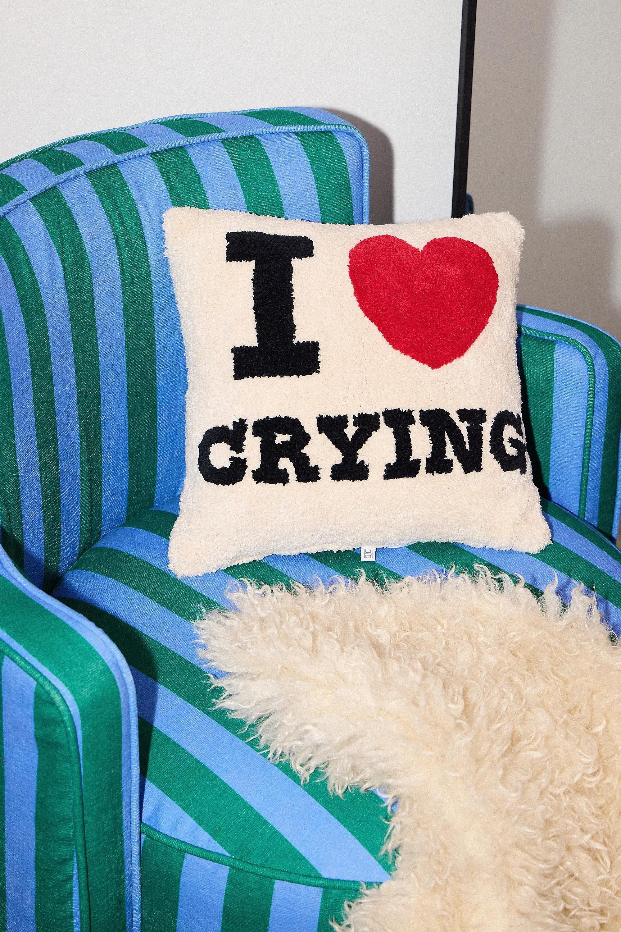 White I Love Crying Cushion, , medium