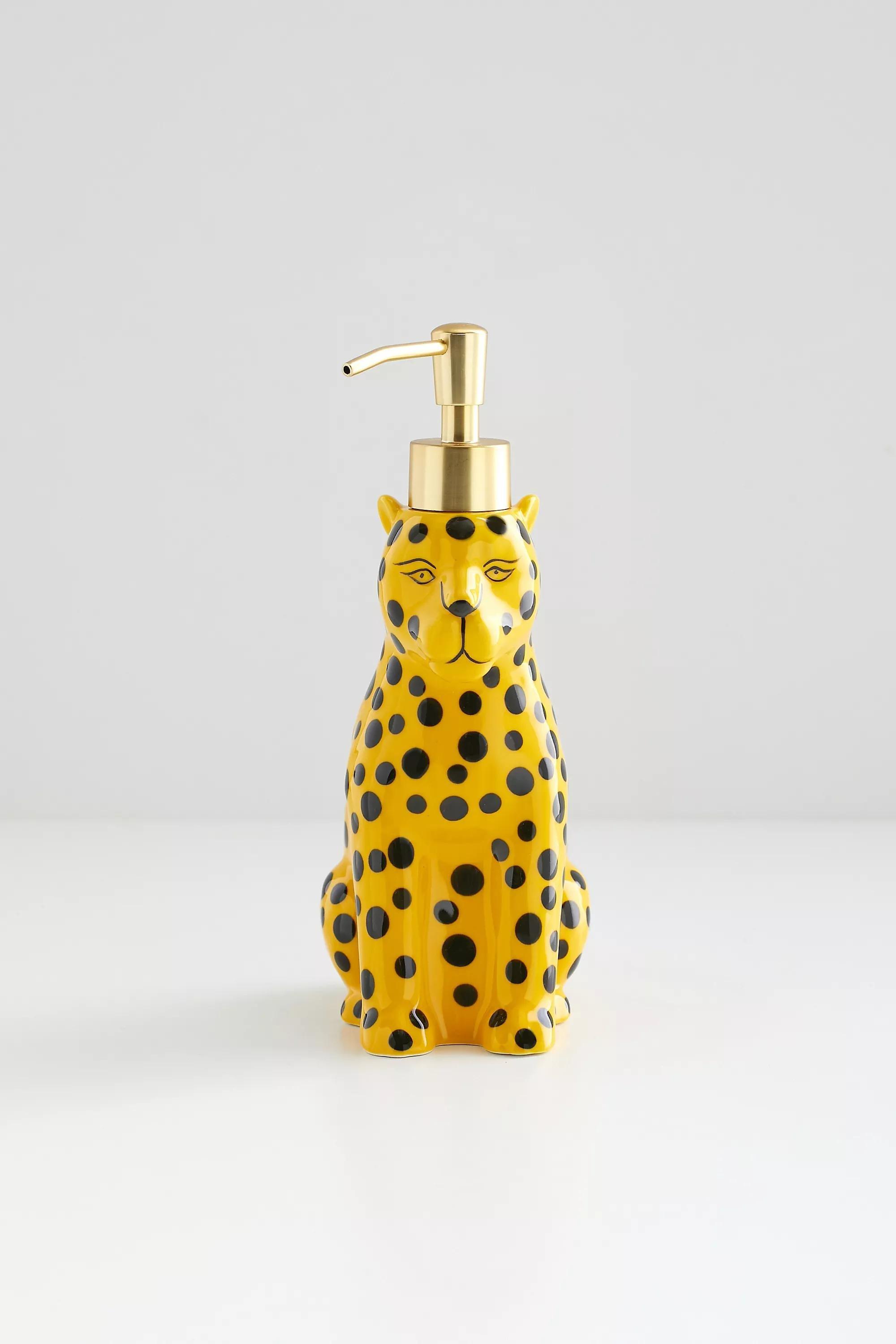 Yellow Leopard Soap Dispenser, YEL, large image number 1