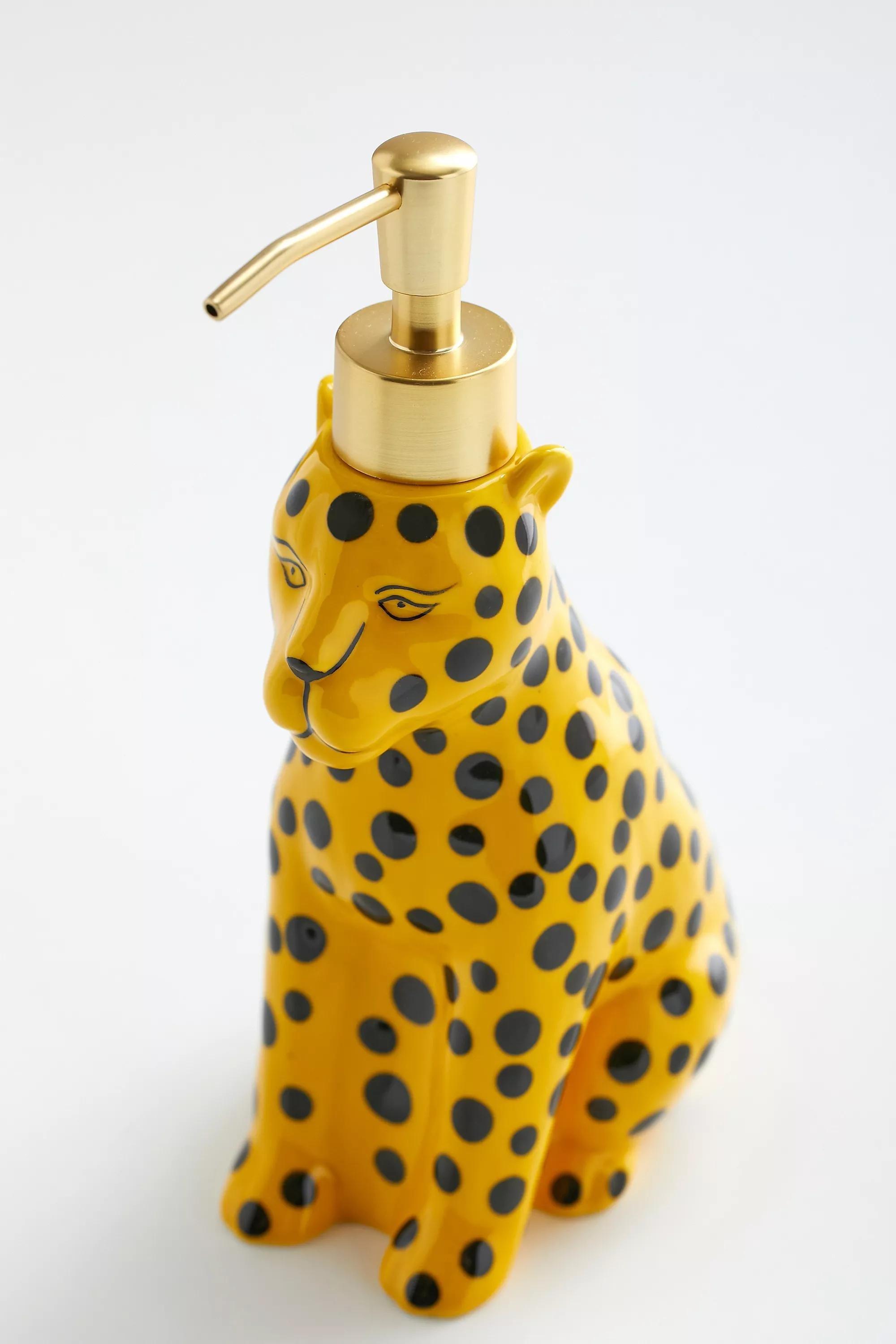 Yellow Leopard Soap Dispenser, YEL, large image number 3