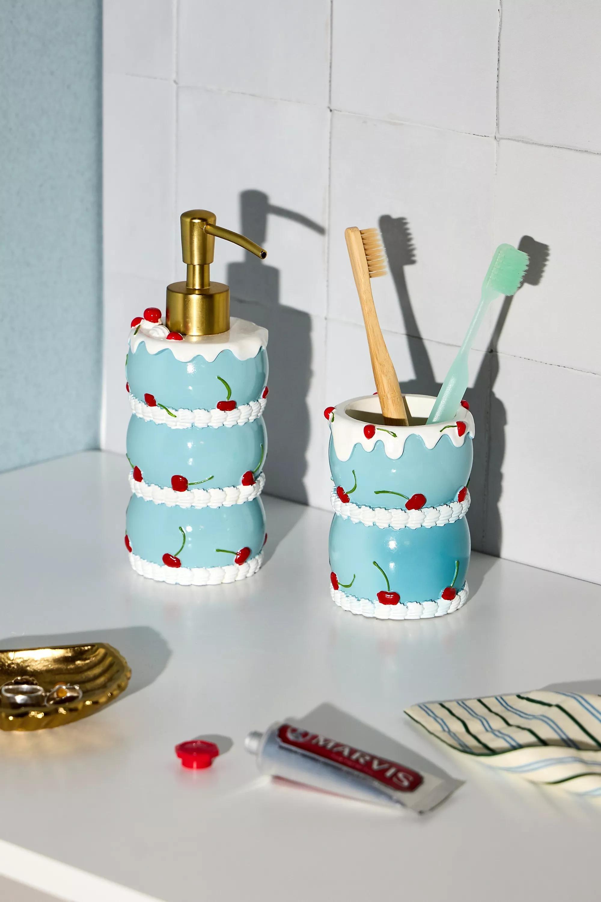 Blue Vintage Cake Soap Dispenser, BLUE, large image number 1