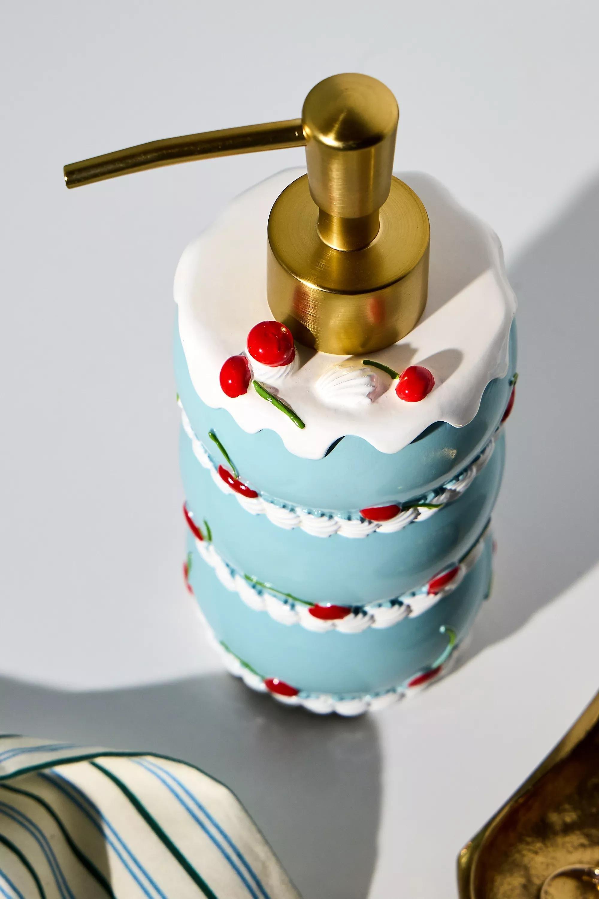 Blue Vintage Cake Soap Dispenser, BLUE, large image number 2