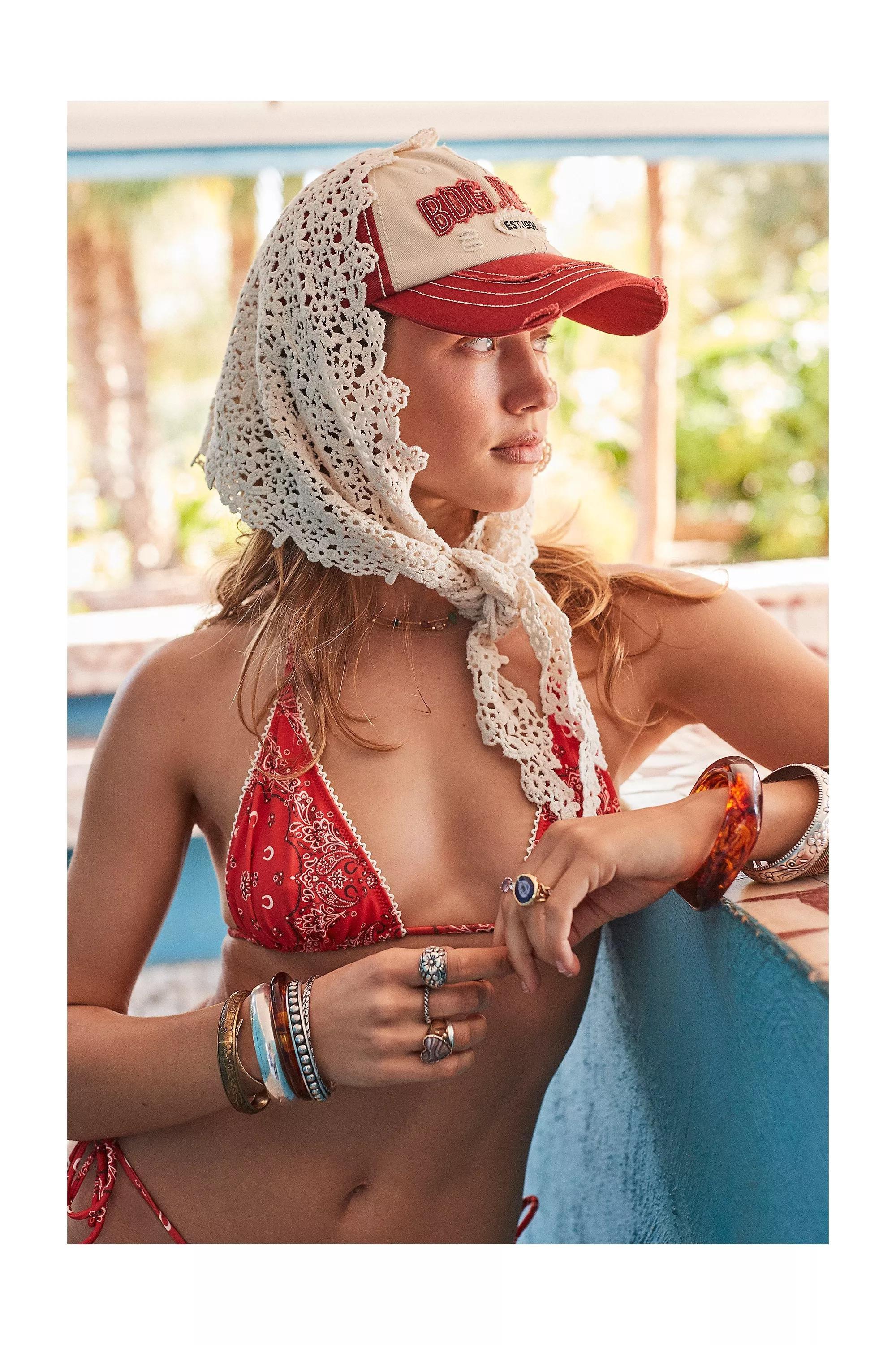 Red Out From Under Triangle Bikini Top, , medium