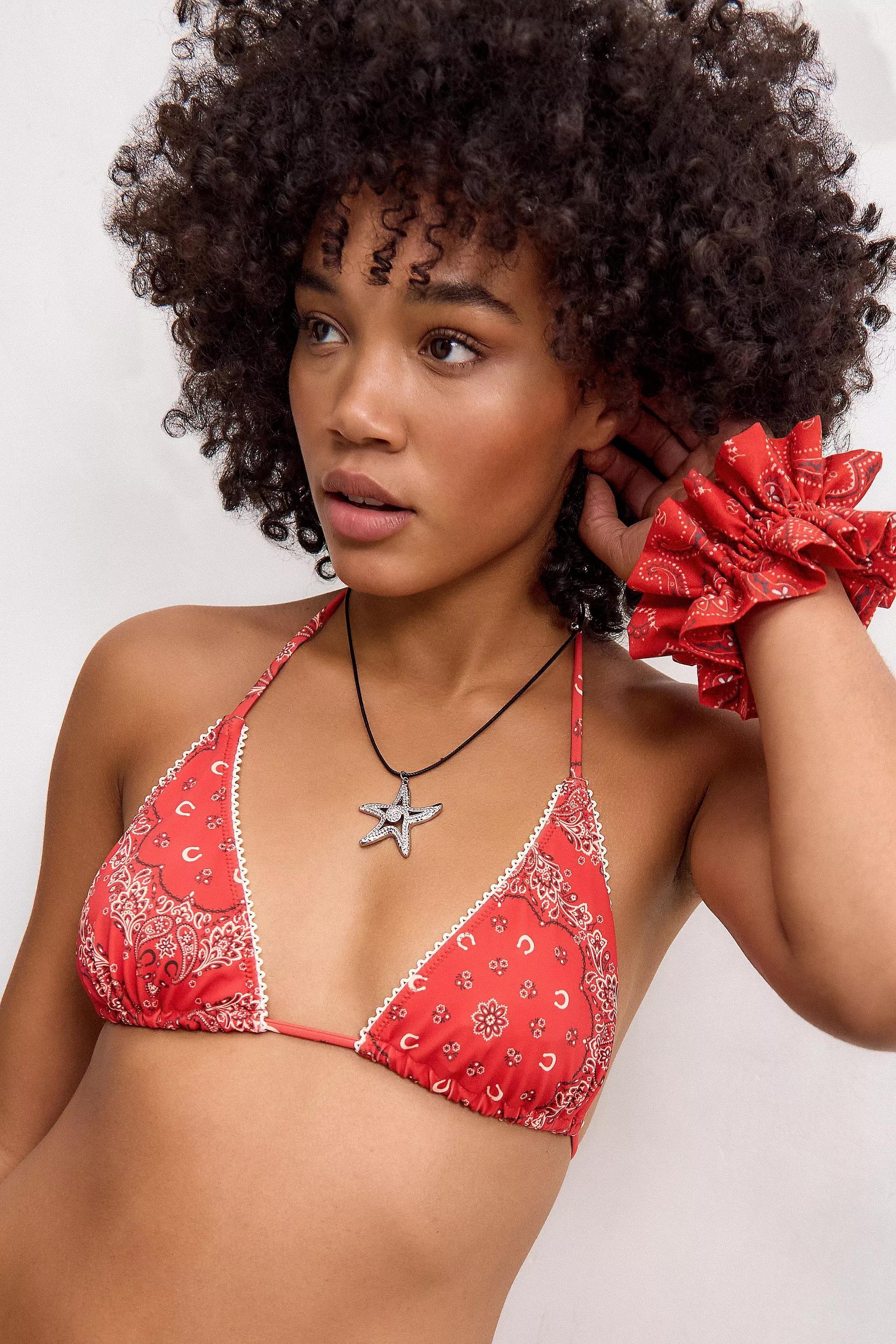 Red Out From Under Triangle Bikini Top, , large image number 1