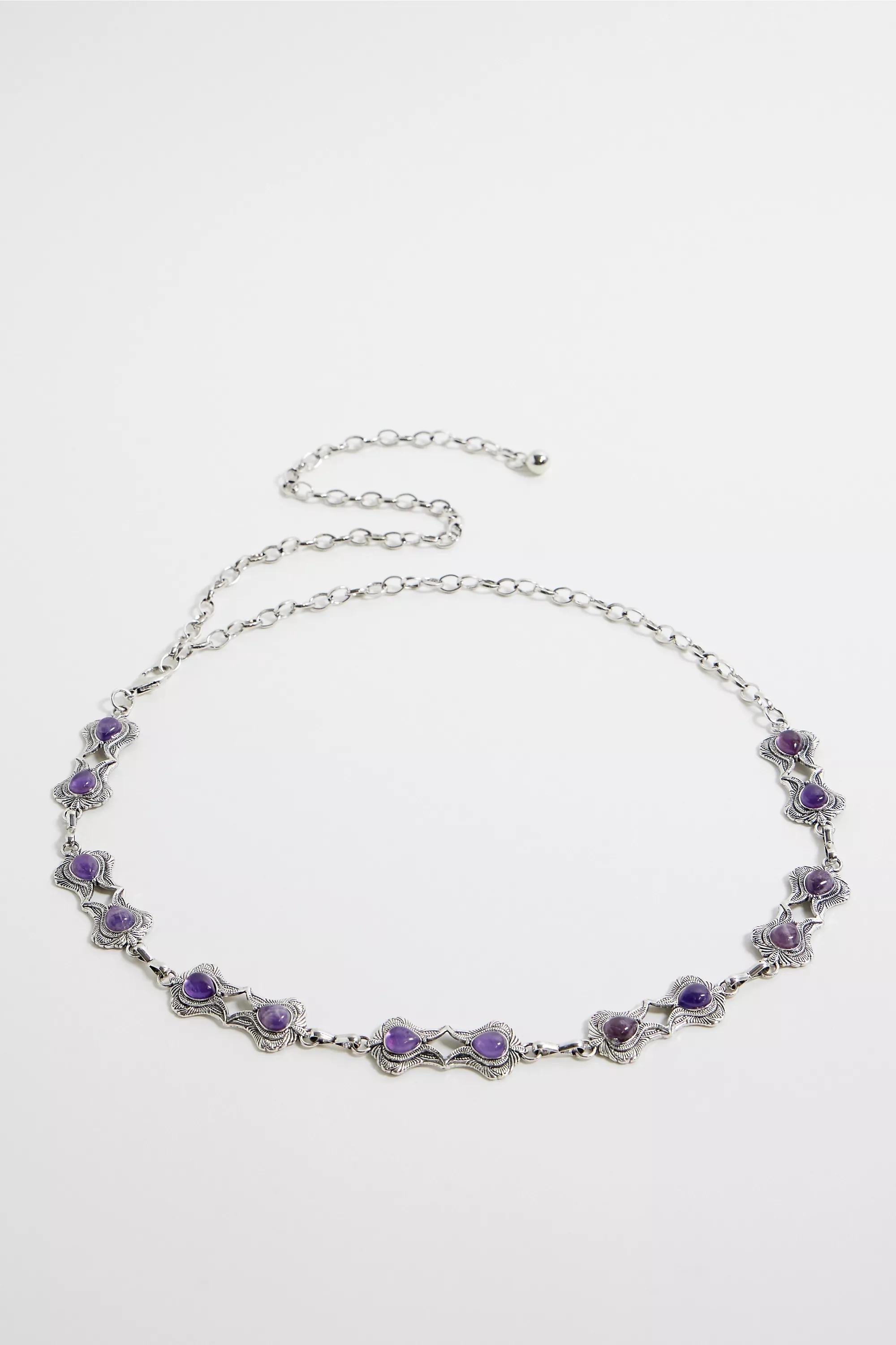 Silver Silence + Noise Ornate Gemstone Chain Belt, SLVR, large image number 2