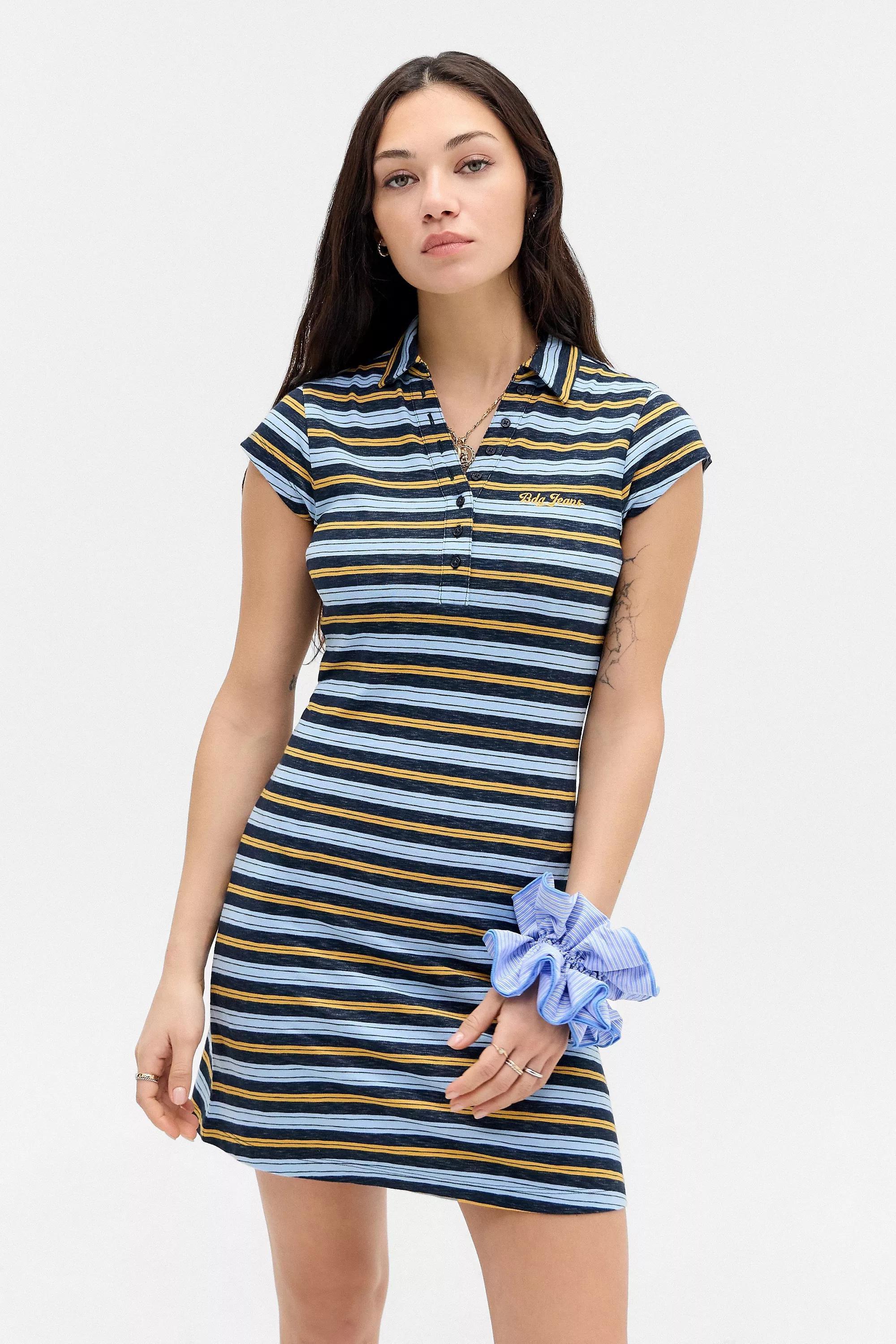 Blue Bdg Stripe Polo Mini Dress, , large image number 1