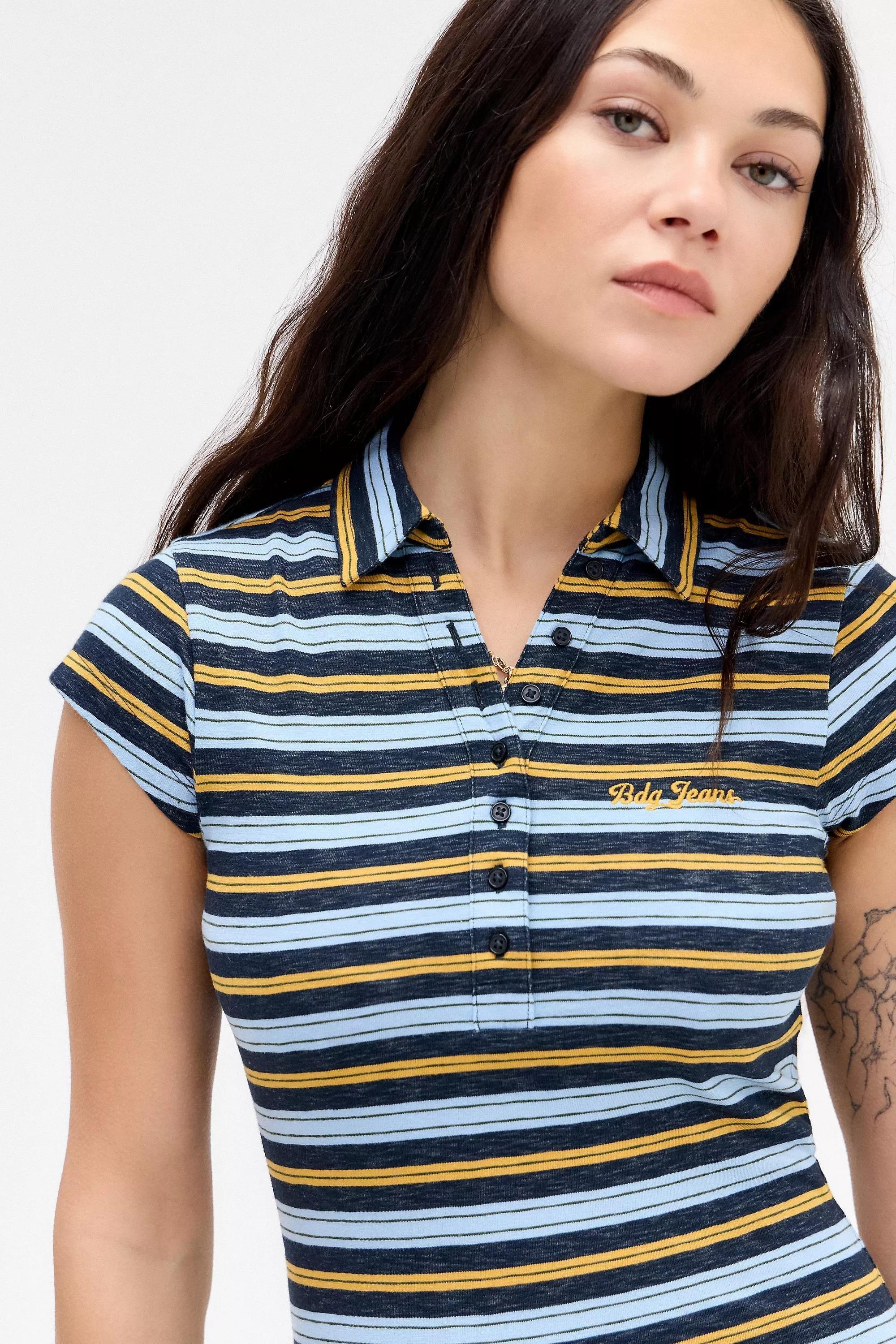 Blue Bdg Stripe Polo Mini Dress, , large image number 2