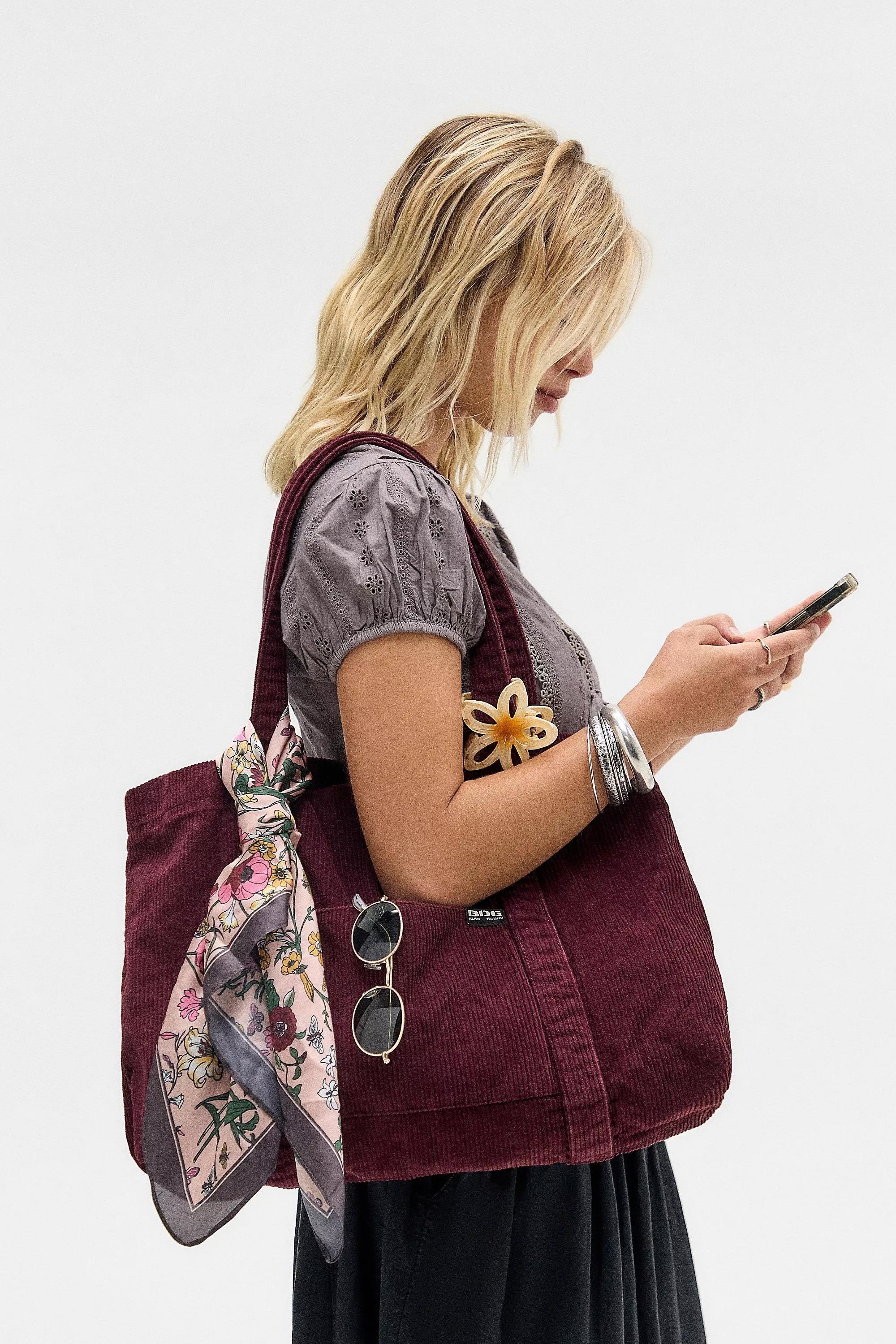 DARK PURPLE BDG Tab Pocket Corduroy Tote Bag, D PP, medium