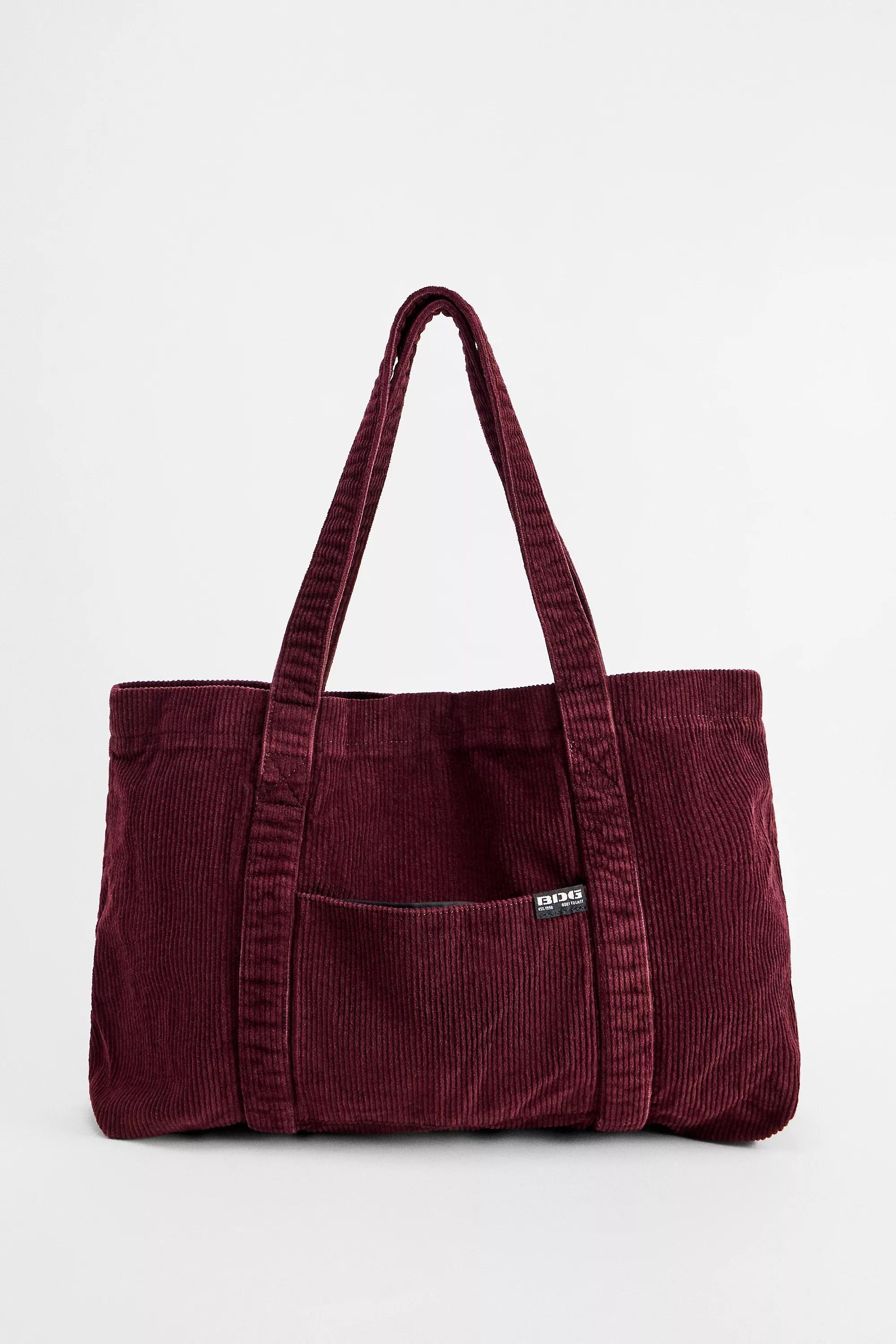 DARK PURPLE BDG Tab Pocket Corduroy Tote Bag, D PP, medium