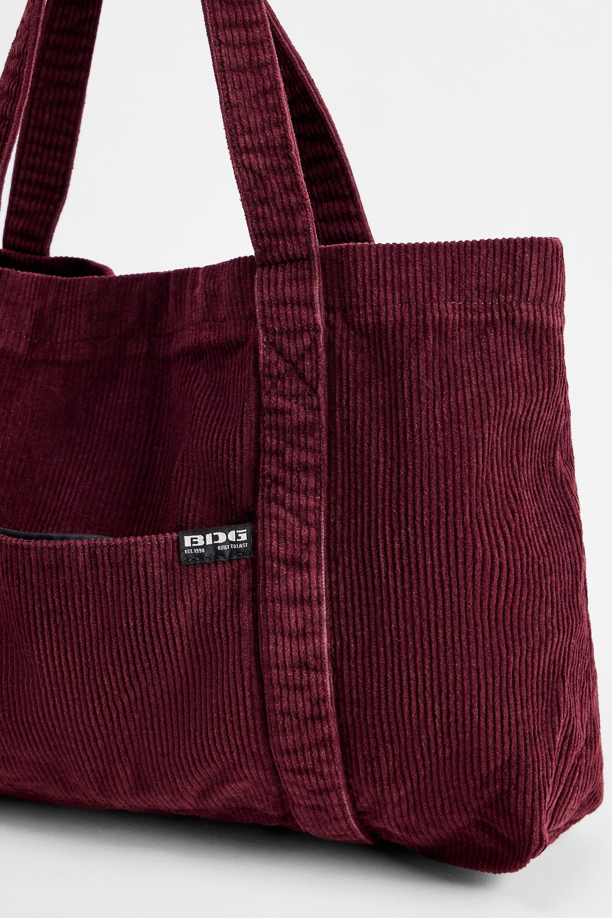 DARK PURPLE BDG Tab Pocket Corduroy Tote Bag, D PP, large image number 4