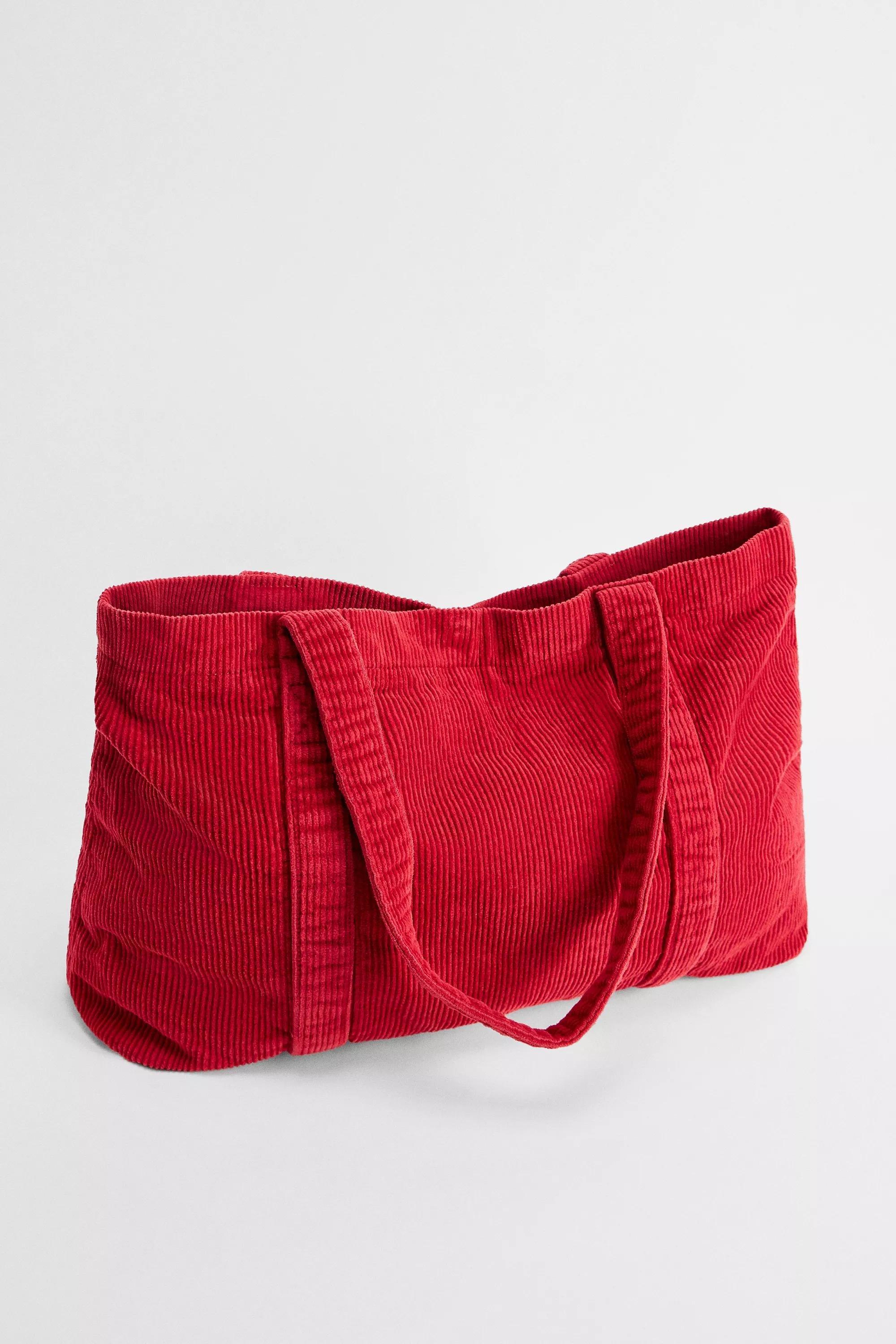 Red Bdg Tab Pocket Corduroy Tote Bag, CRIM, large image number 3