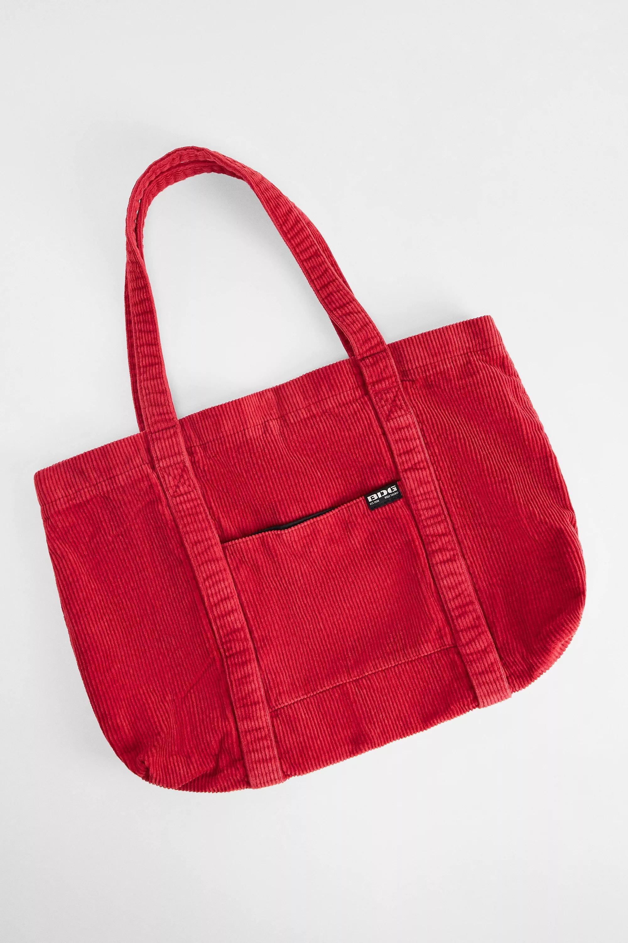 Red Bdg Tab Pocket Corduroy Tote Bag, CRIM, large image number 4