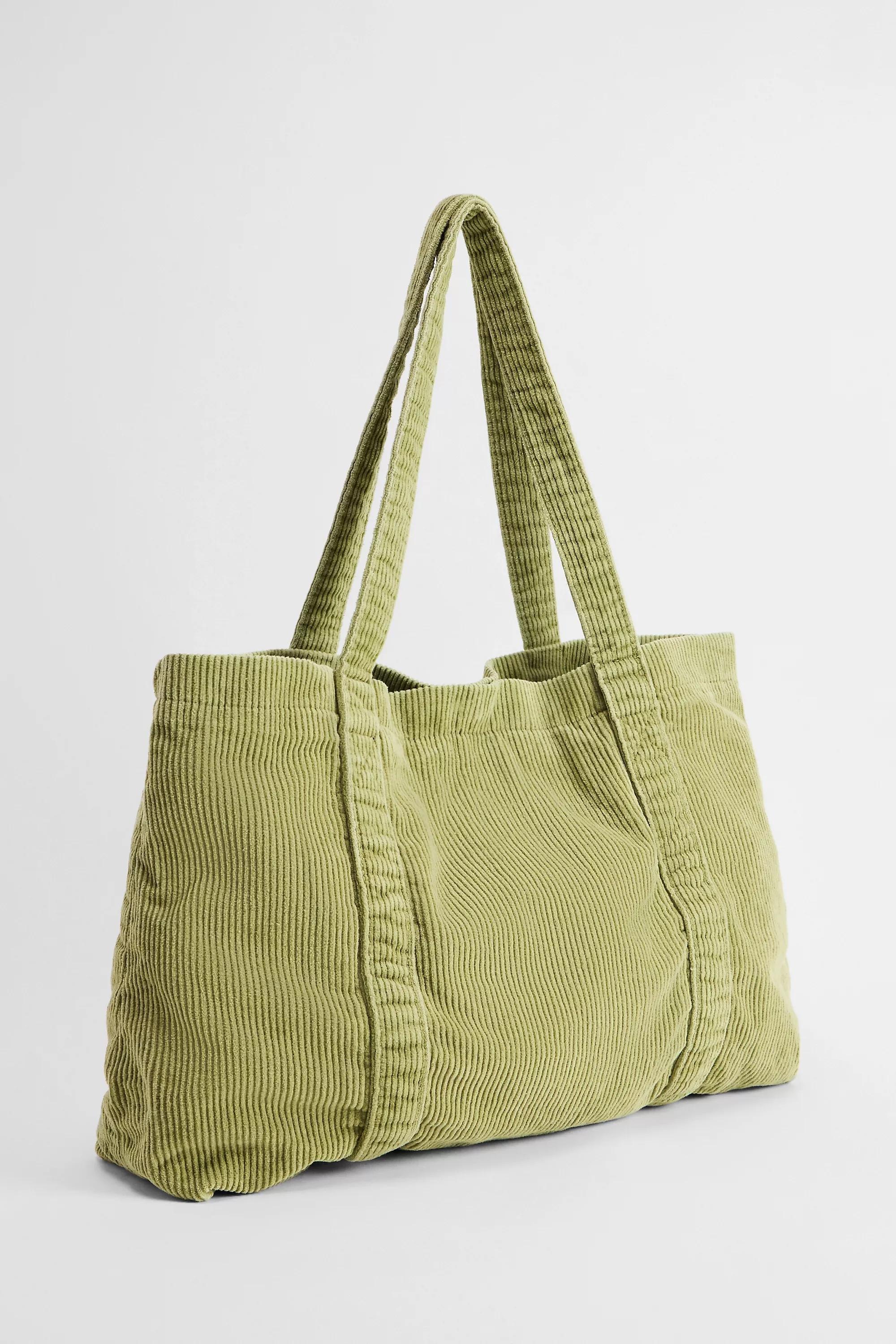 Green Bdg Tab Pocket Corduroy Tote Bag, A301_0384, large image number 3