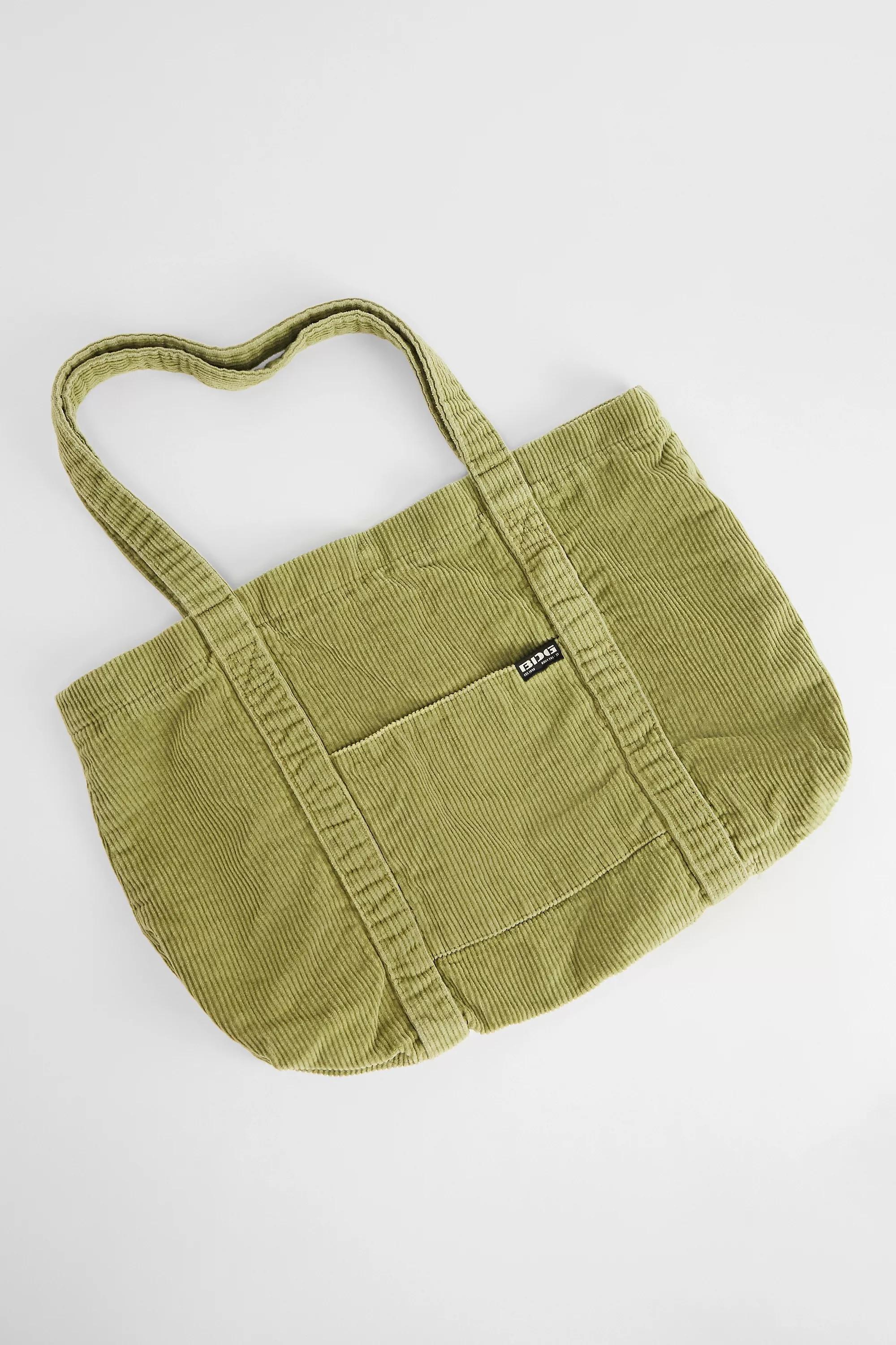 Green Bdg Tab Pocket Corduroy Tote Bag, A301_0384, large image number 4