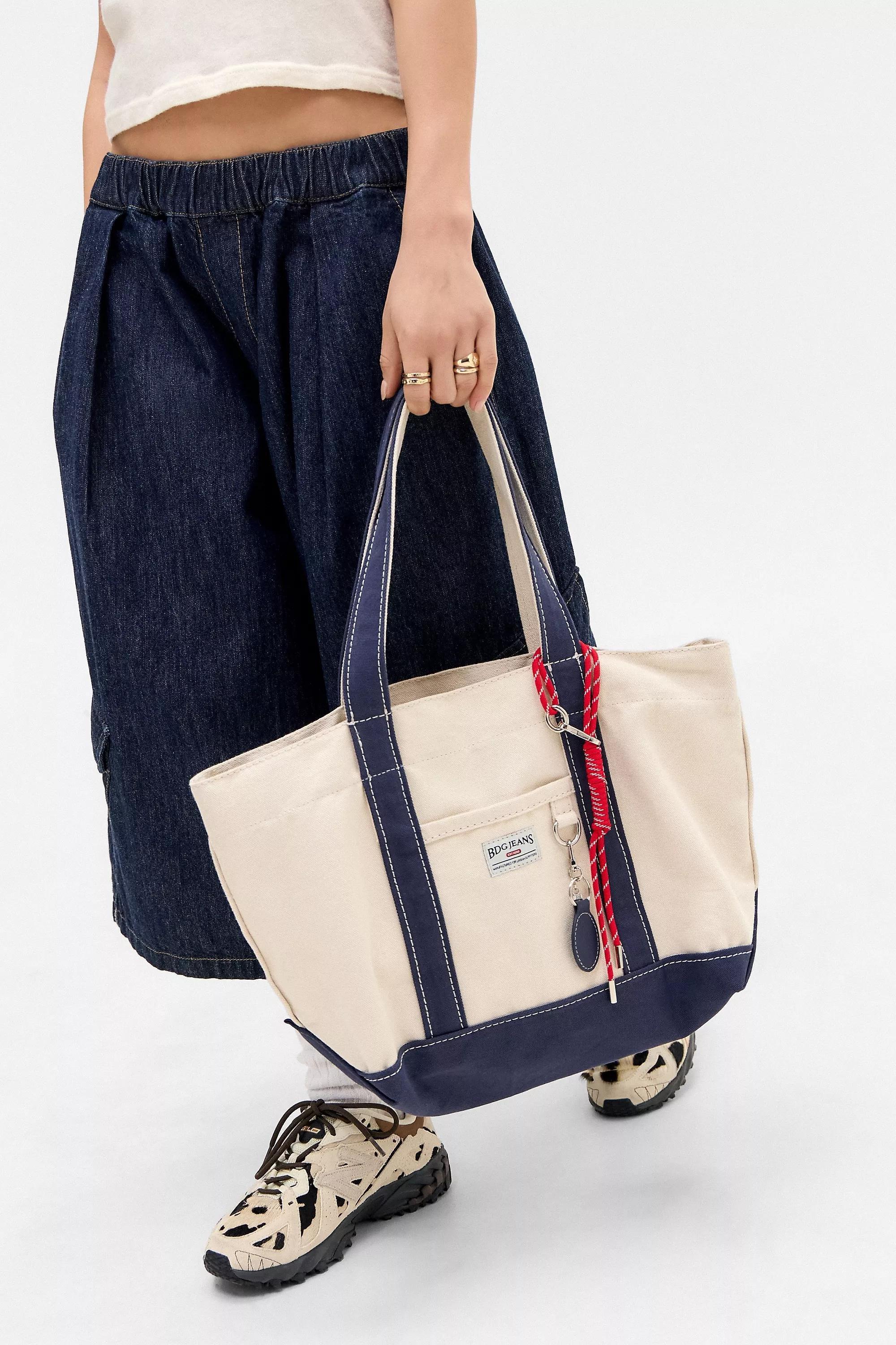 Beige Bdg Canvas Keychain Tote Bag, LIGHT SAND, large image number 1