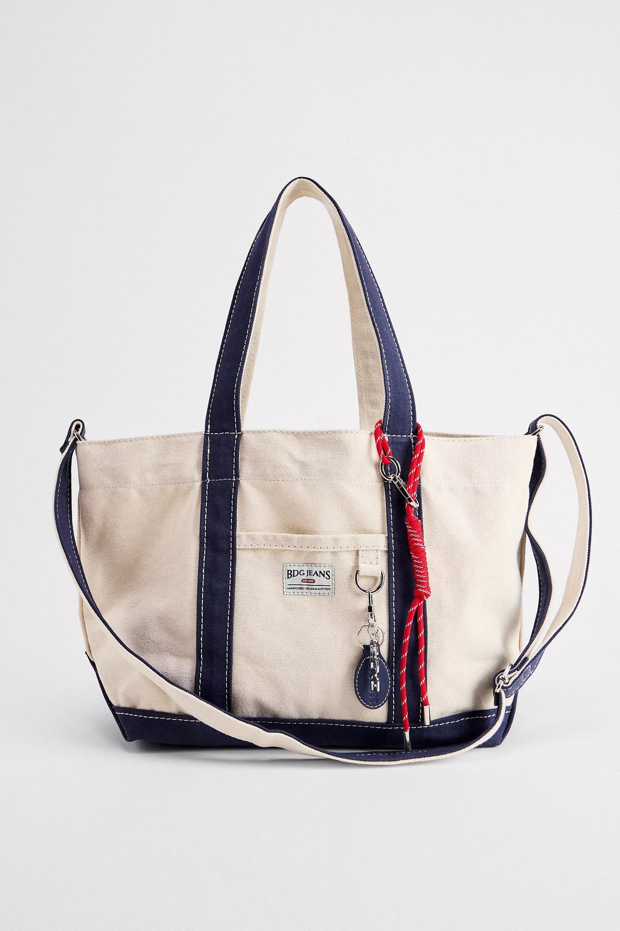 Beige Bdg Canvas Keychain Tote Bag, LIGHT SAND, large image number 2