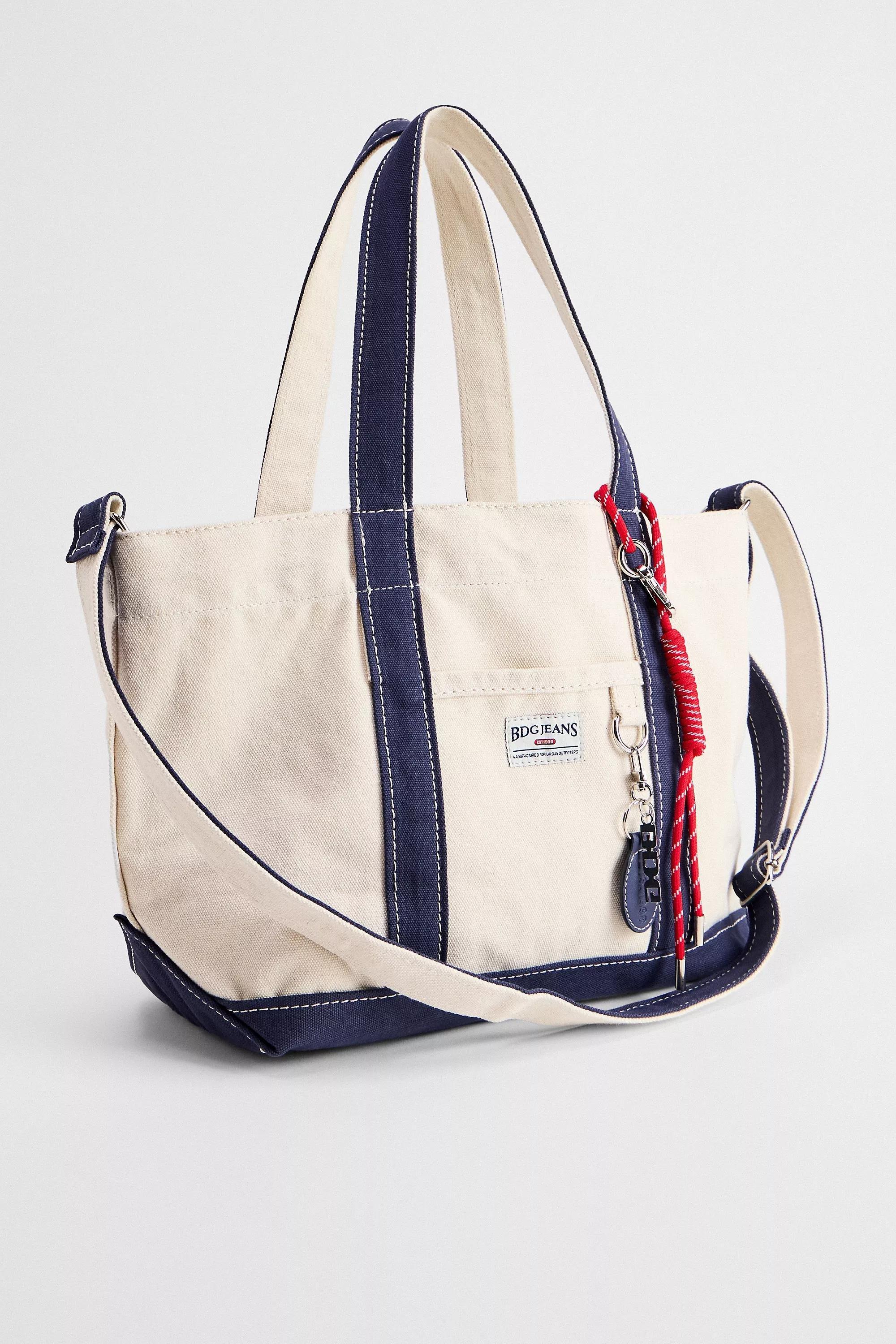 Beige Bdg Canvas Keychain Tote Bag, LIGHT SAND, large image number 3