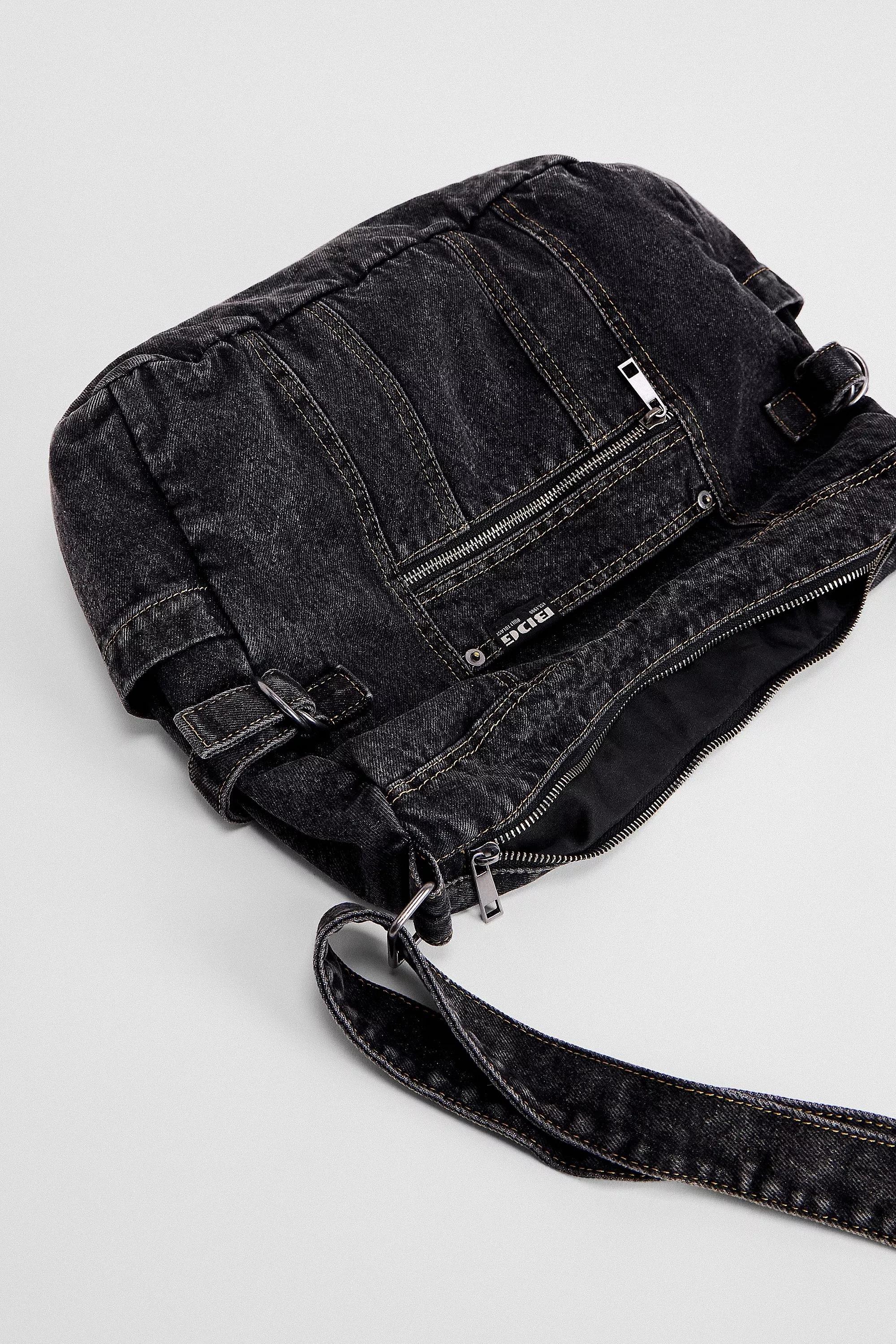 Bdg Zip-Up Denim Sling Bag, BLK, large image number 3