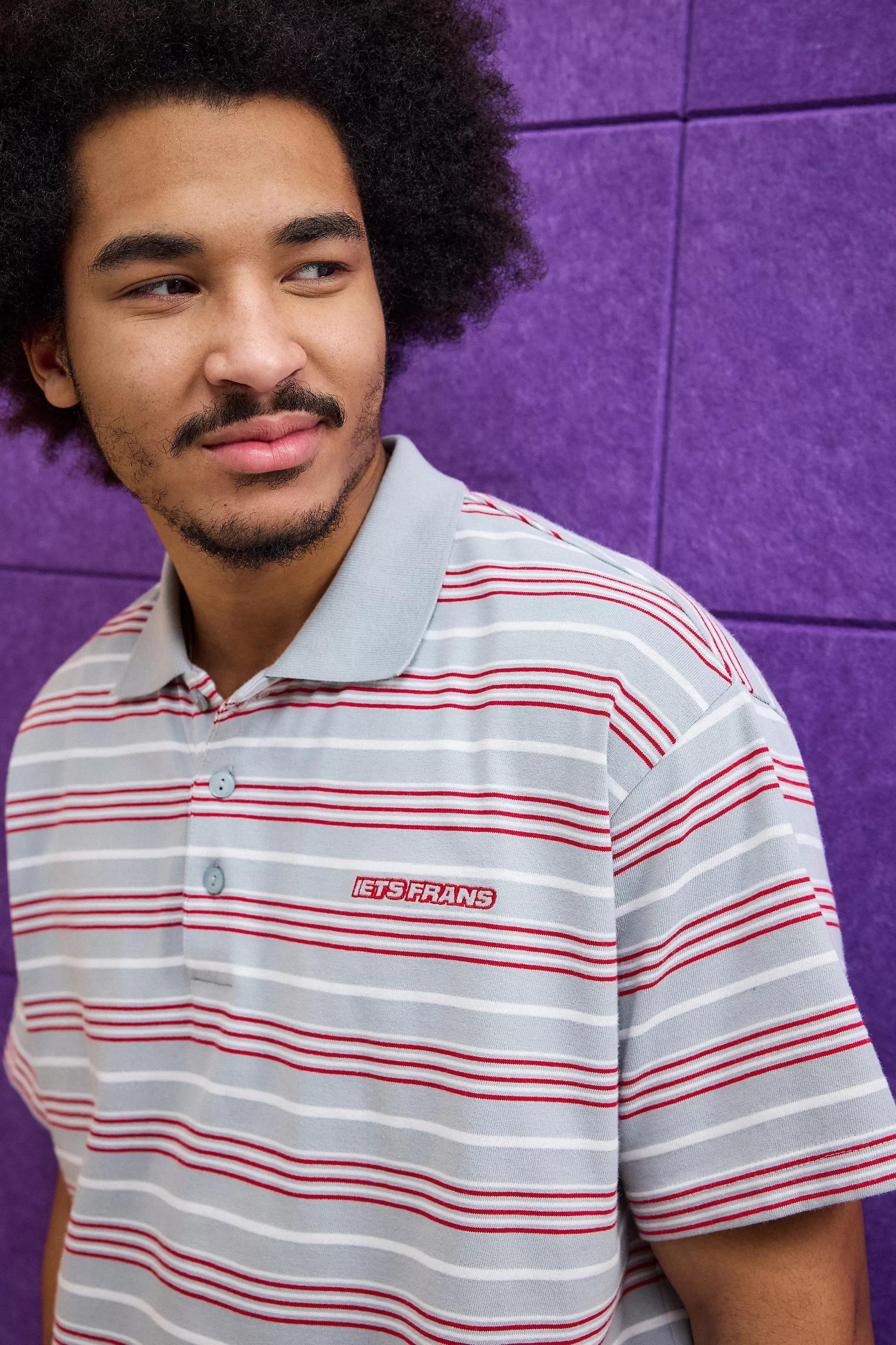 Grey Iets Frans... Striped Polo Shirt, , large image number 0