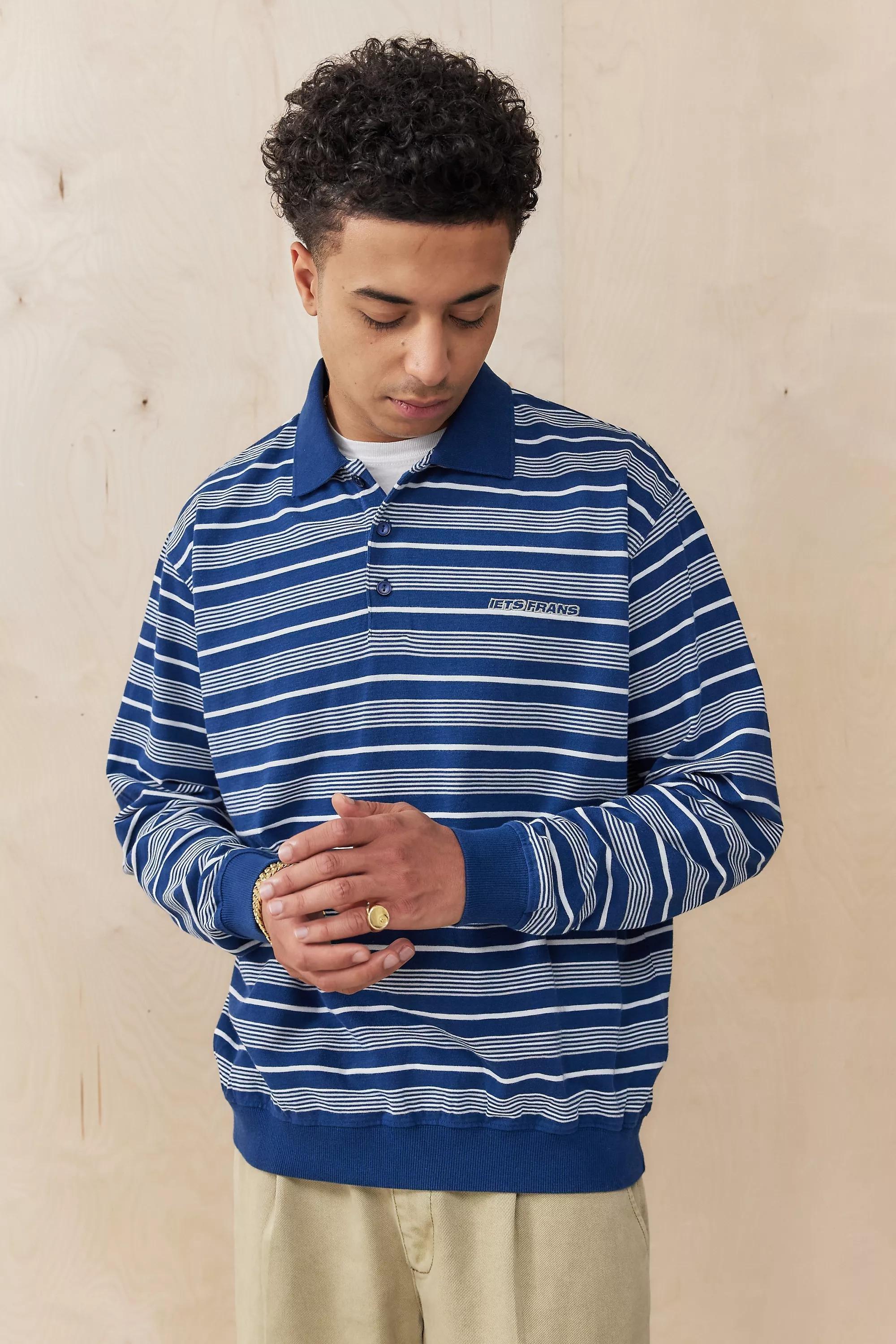 Navy UO Stripe Polo Shirt, , large image number 0