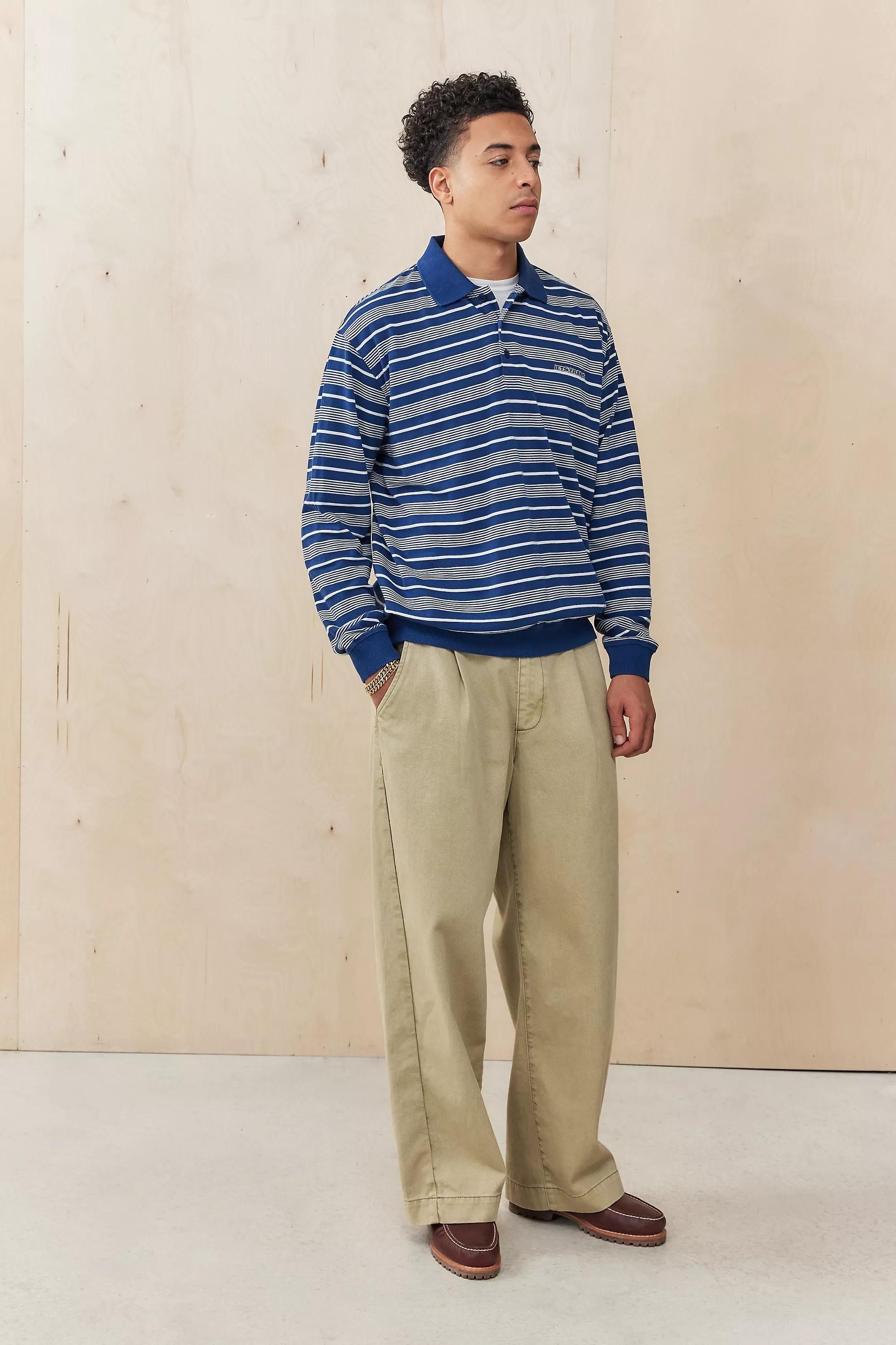 Navy UO Stripe Polo Shirt, , large image number 1