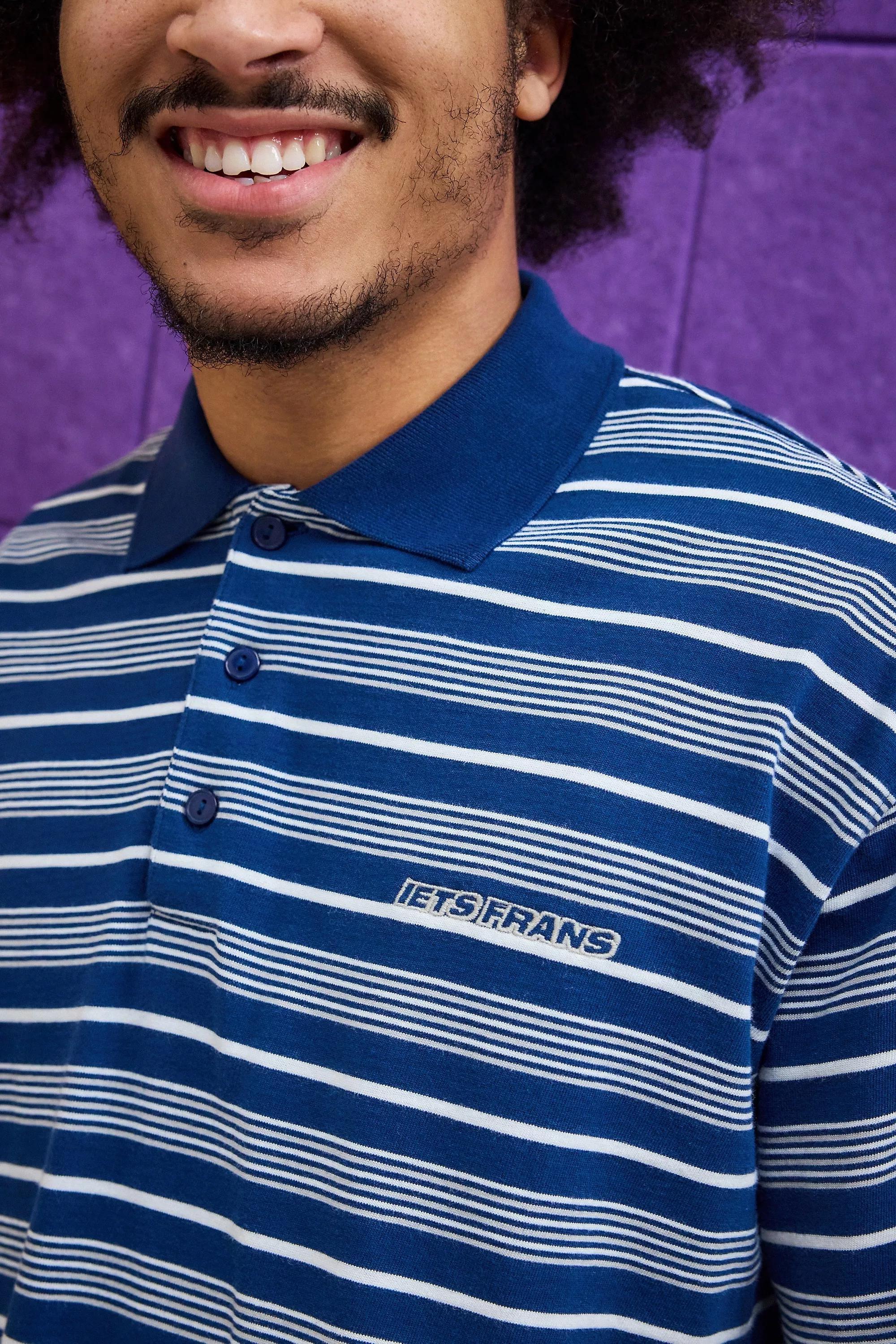 Navy iets frans... Stripe Polo Shirt, NAVY, large image number 1