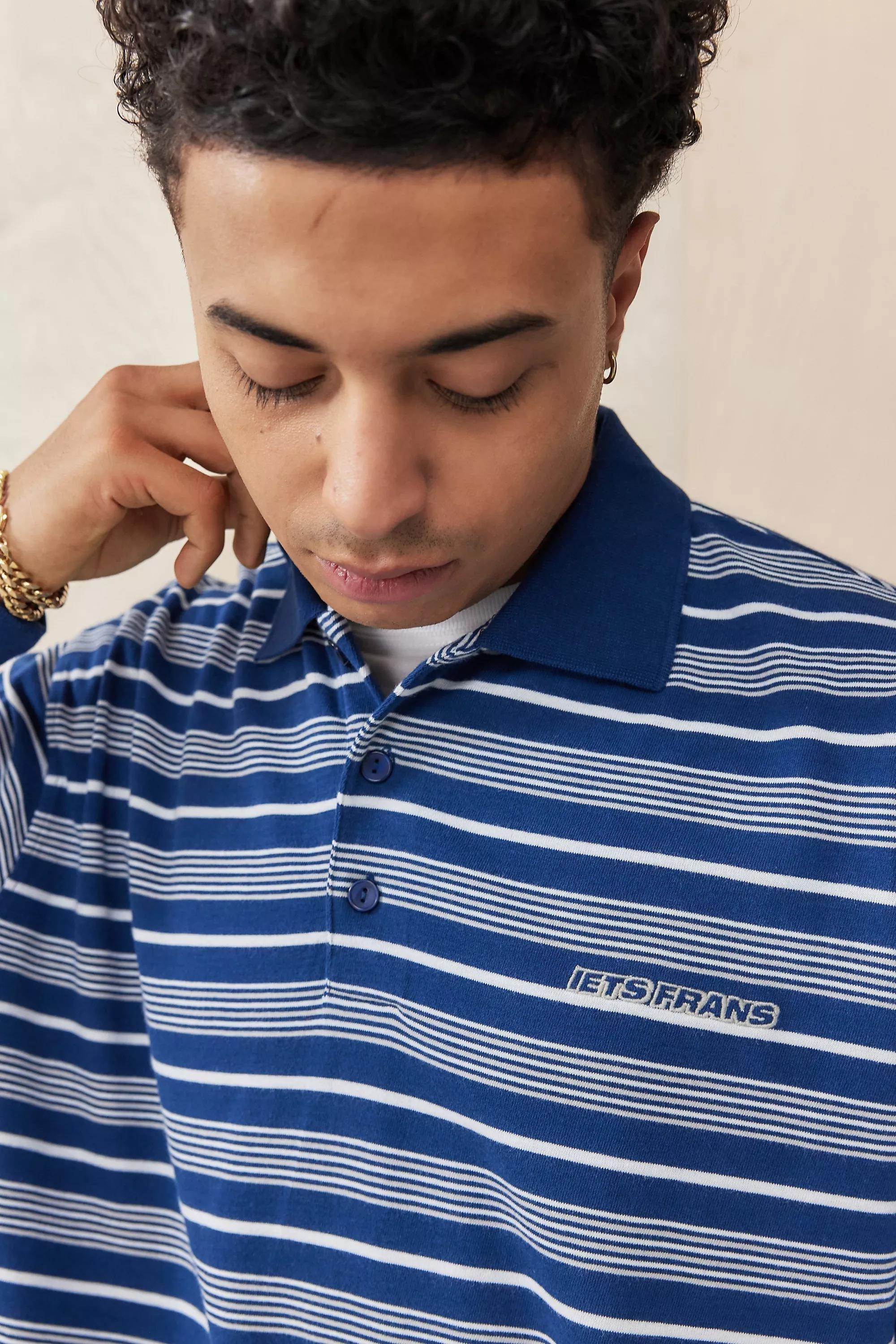 Navy UO Stripe Polo Shirt, , large image number 2