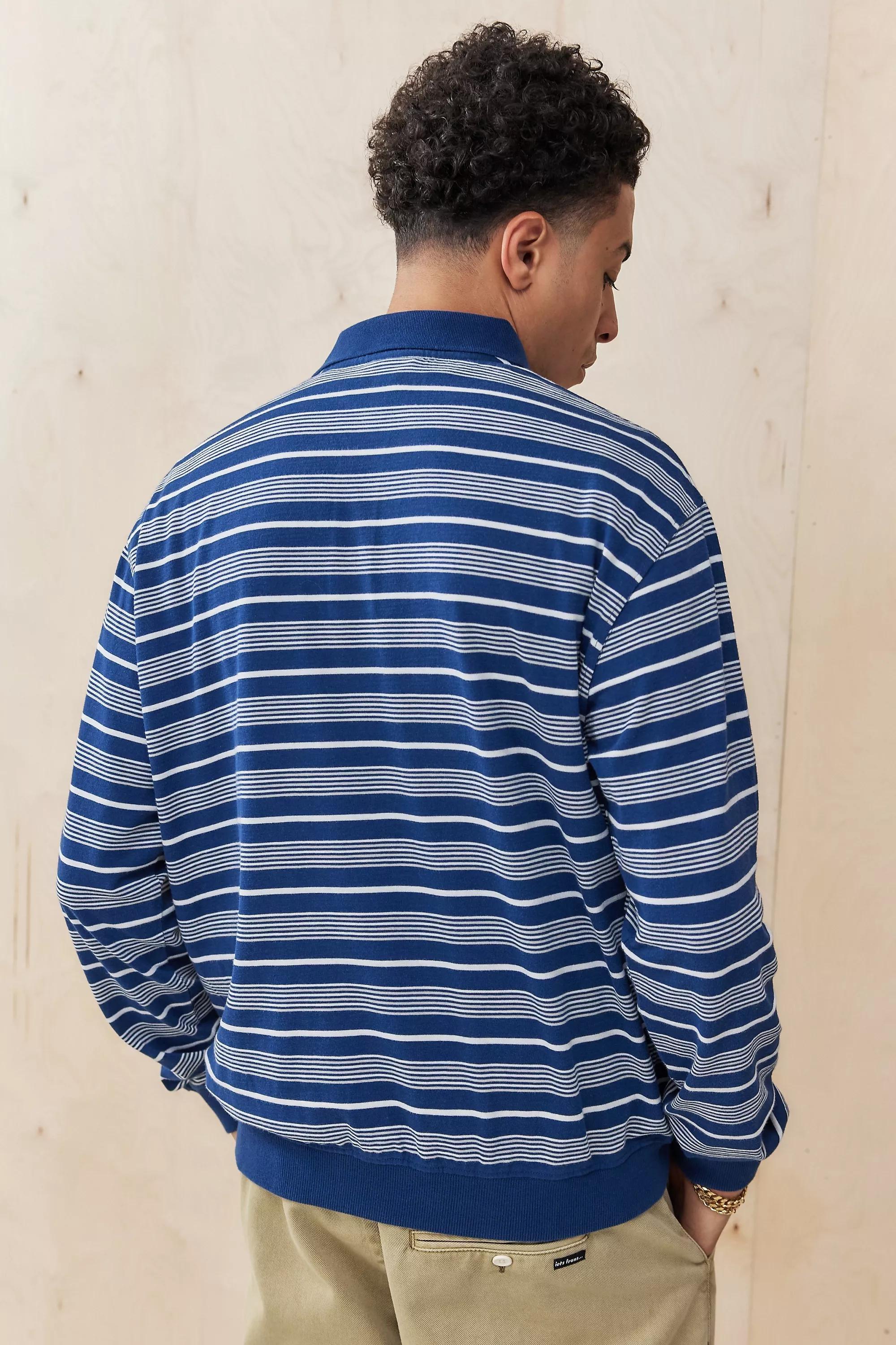 Navy UO Stripe Polo Shirt, , large image number 3