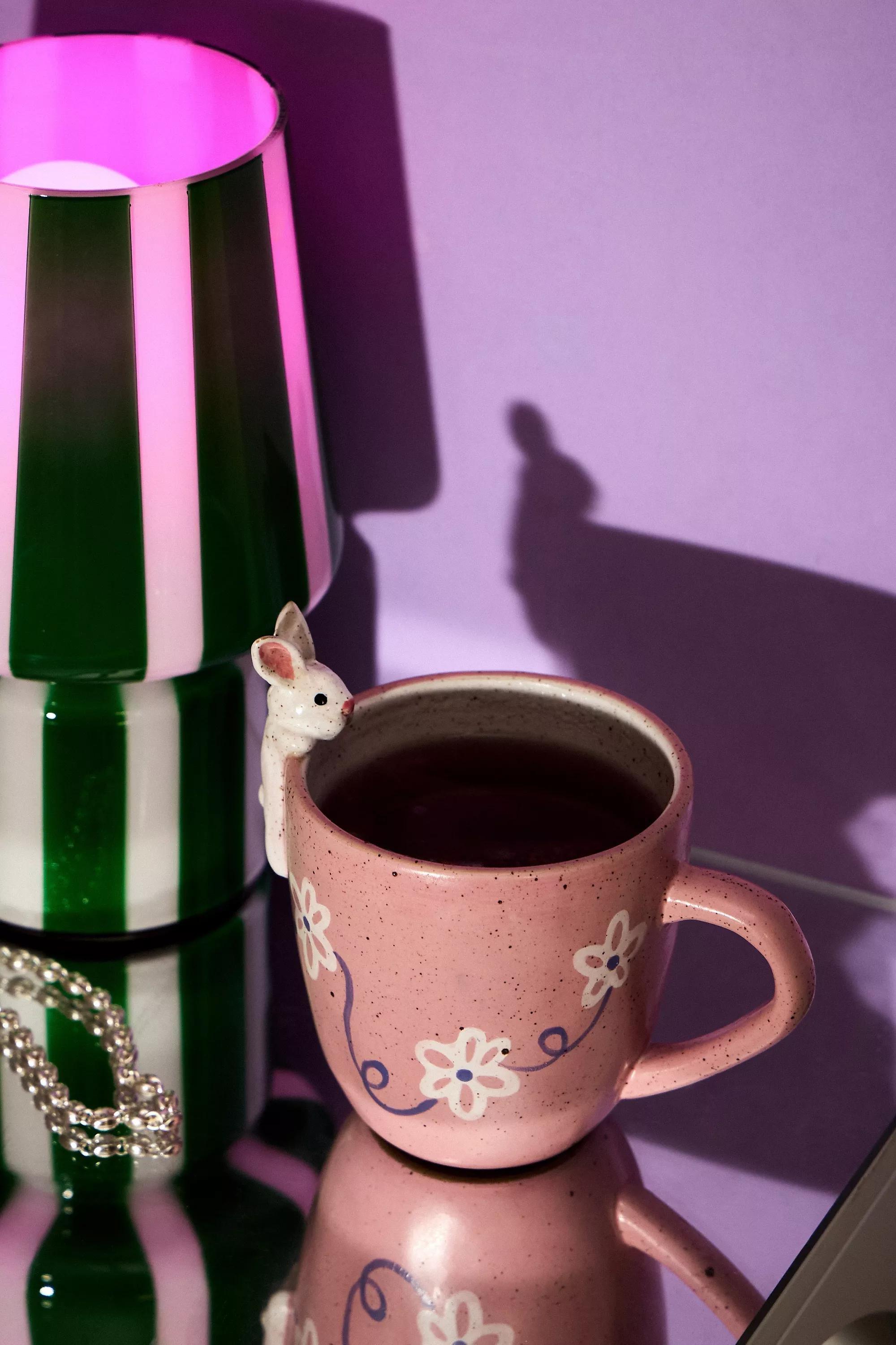 Pink Peeking Bunny Mug, PINK, medium