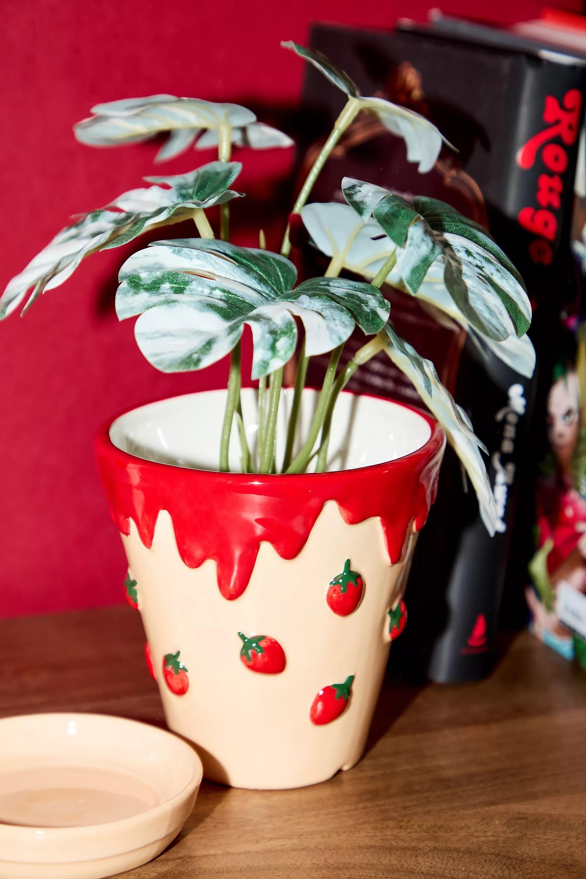 Red Strawberry Ice Cream Planter, ASSORT, large image number 2