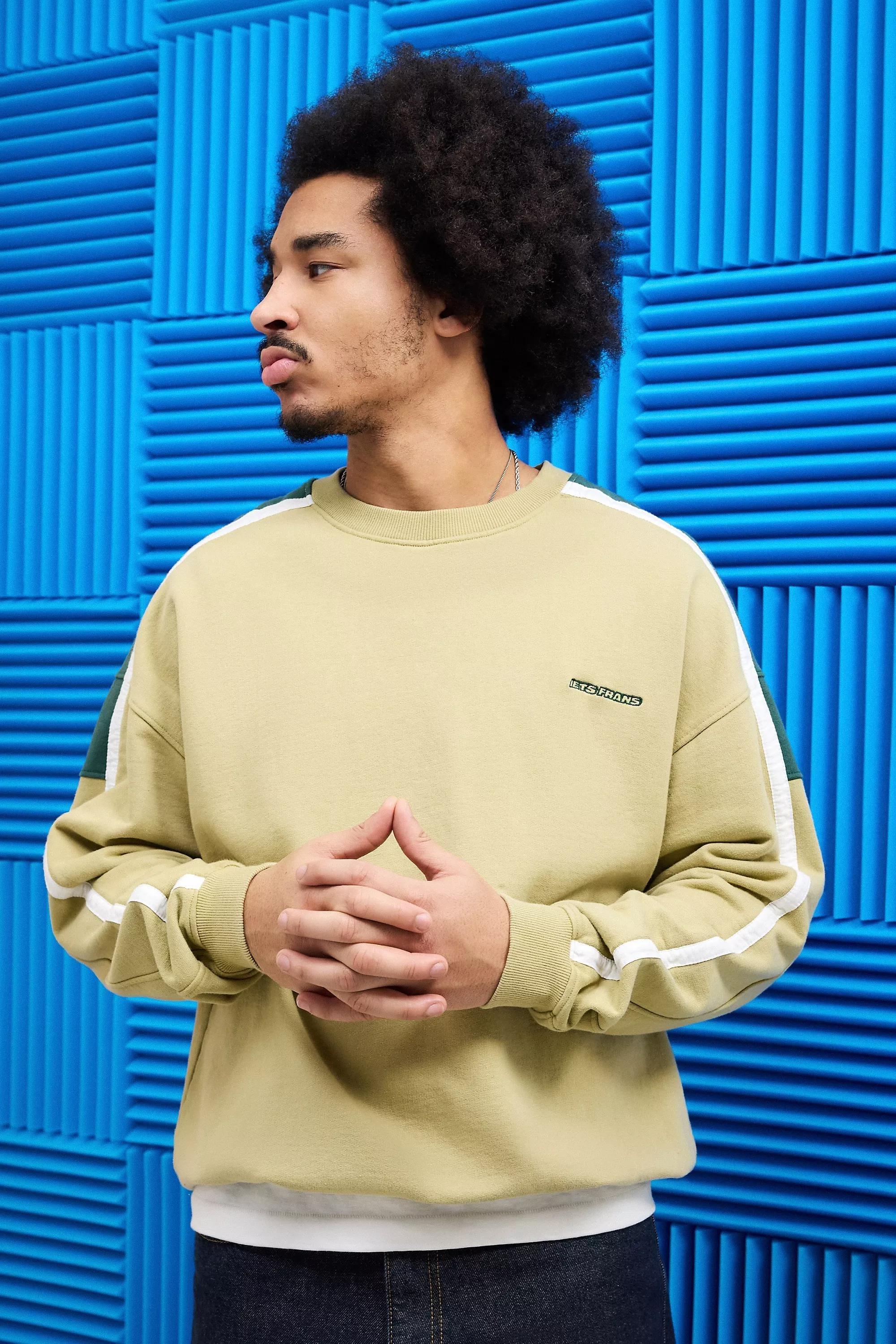 Beige Something French... Panel Sweatshirt, , large image number 0