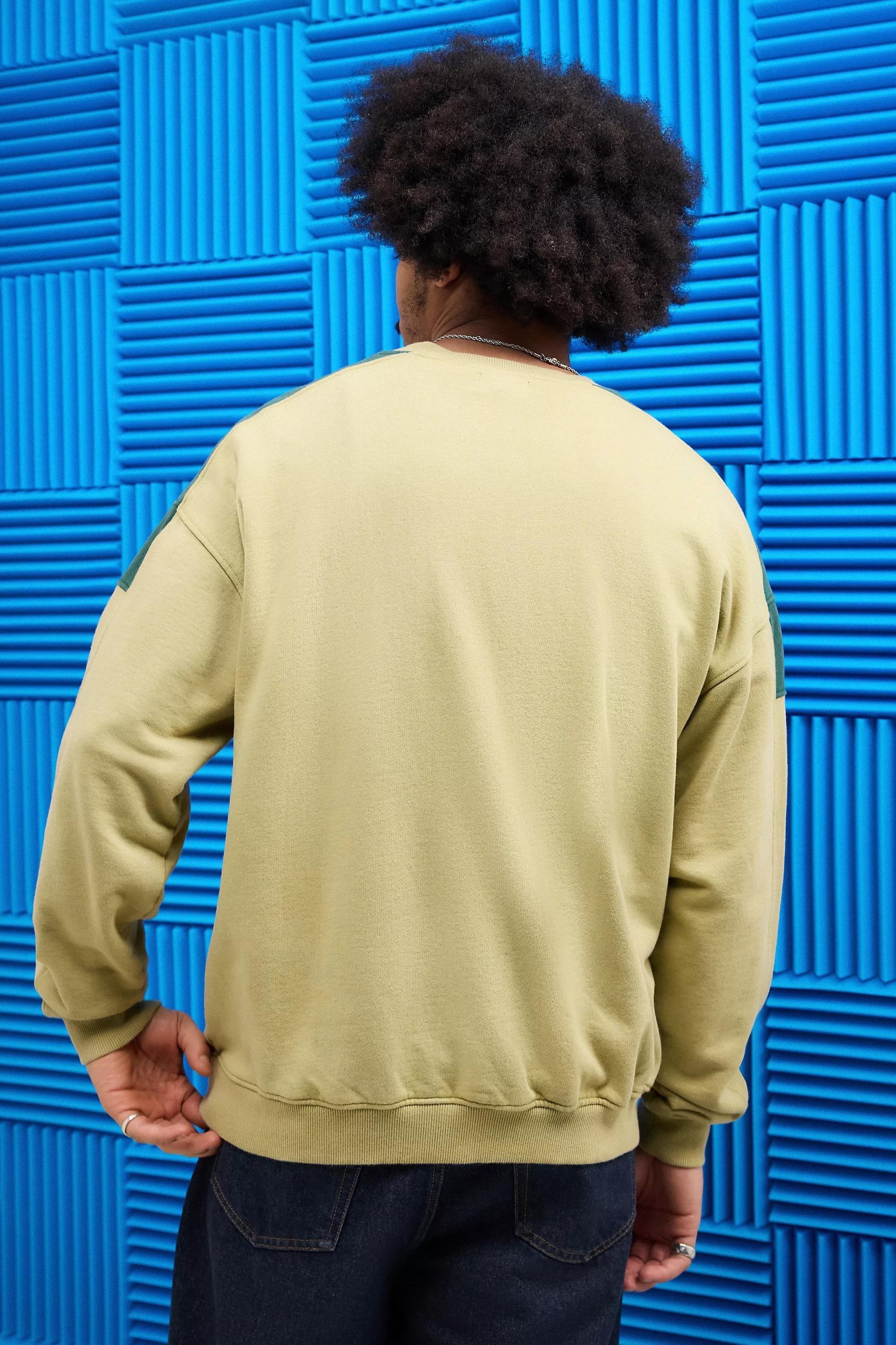 Beige Something French... Panel Sweatshirt, , large image number 3