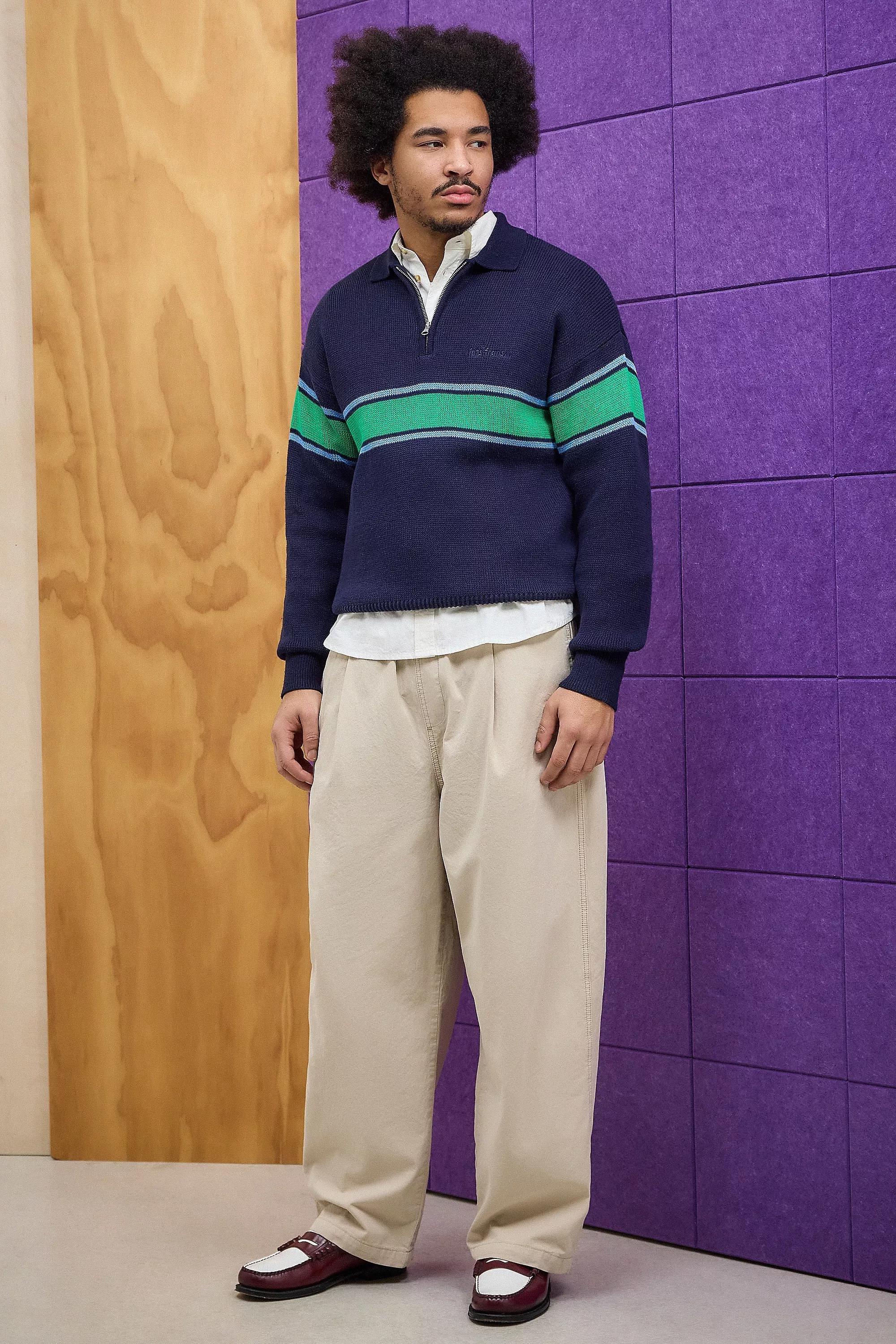 Navy Iets Panel Knit Polo, , large image number 2